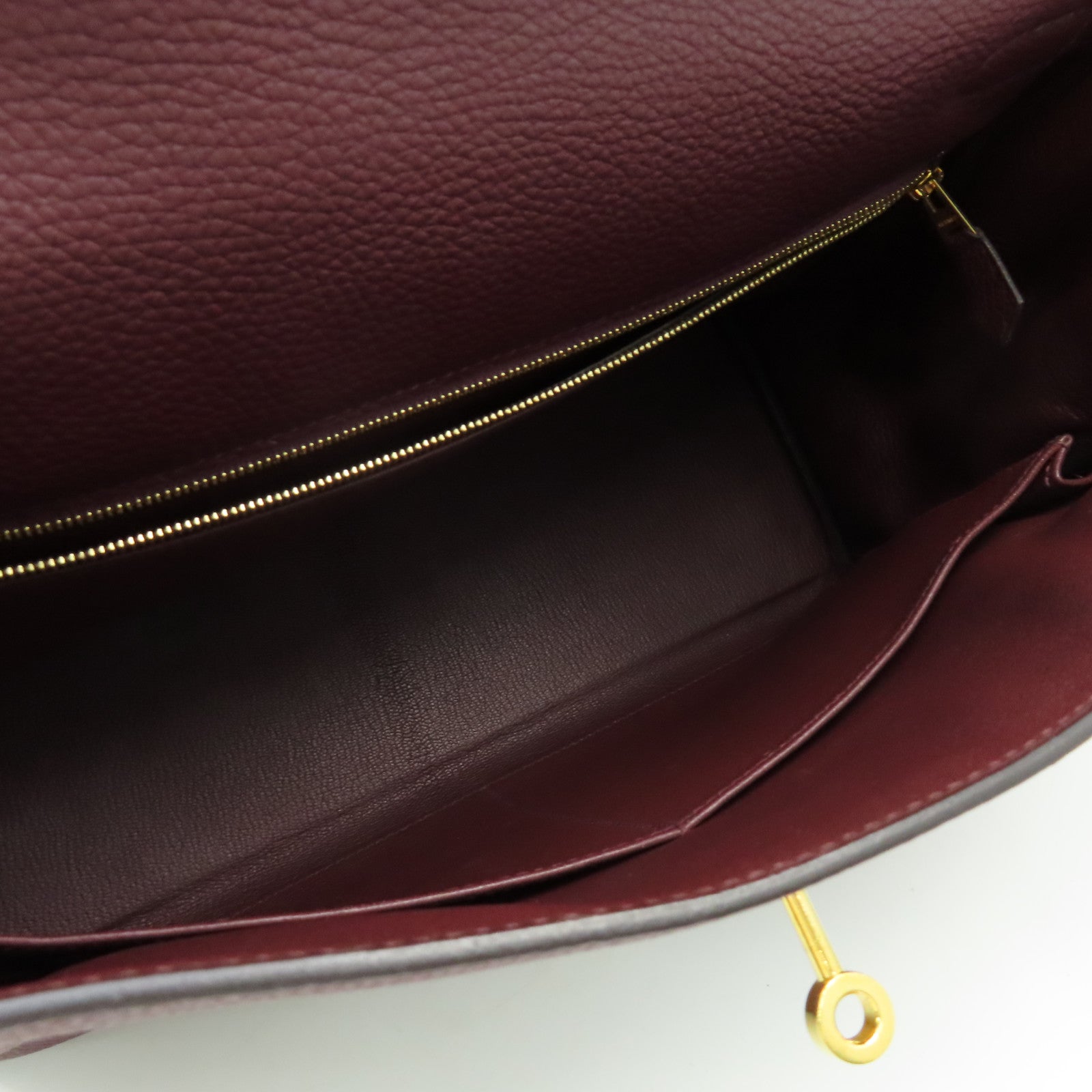 HERMES 【清倉大減價】Clemence皮革Kelly 32金扣手挽肩背兩用袋紅色
