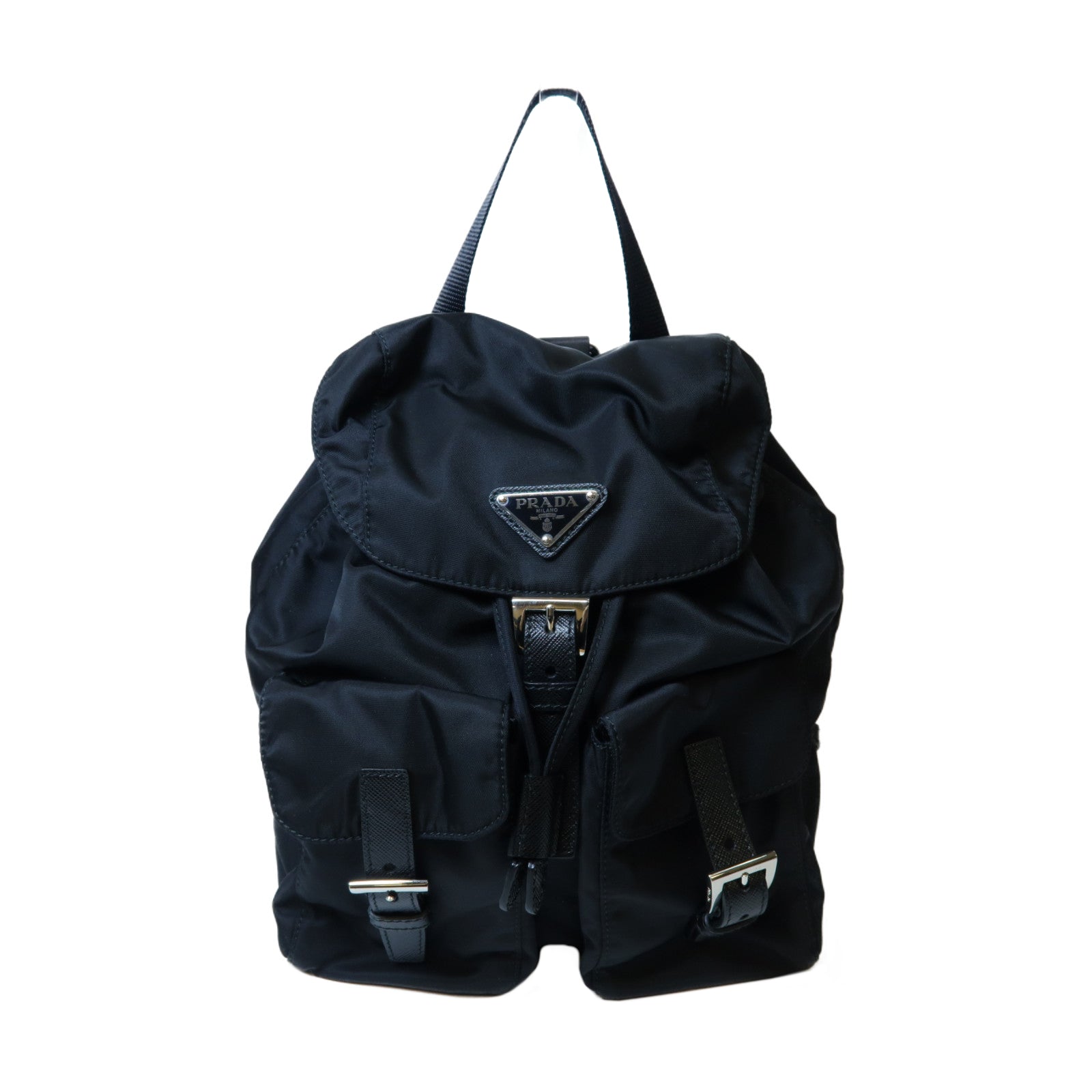 PRADA 尼龍Backpack銀扣背包黑色