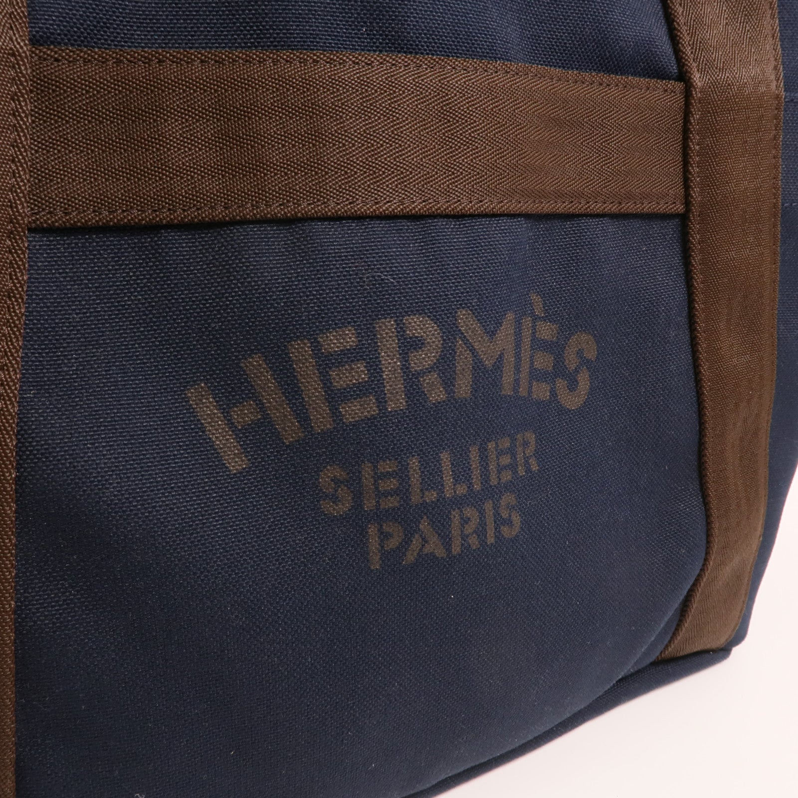 HERMES 帆布Grooming Bag銀扣手挽肩背兩用袋
