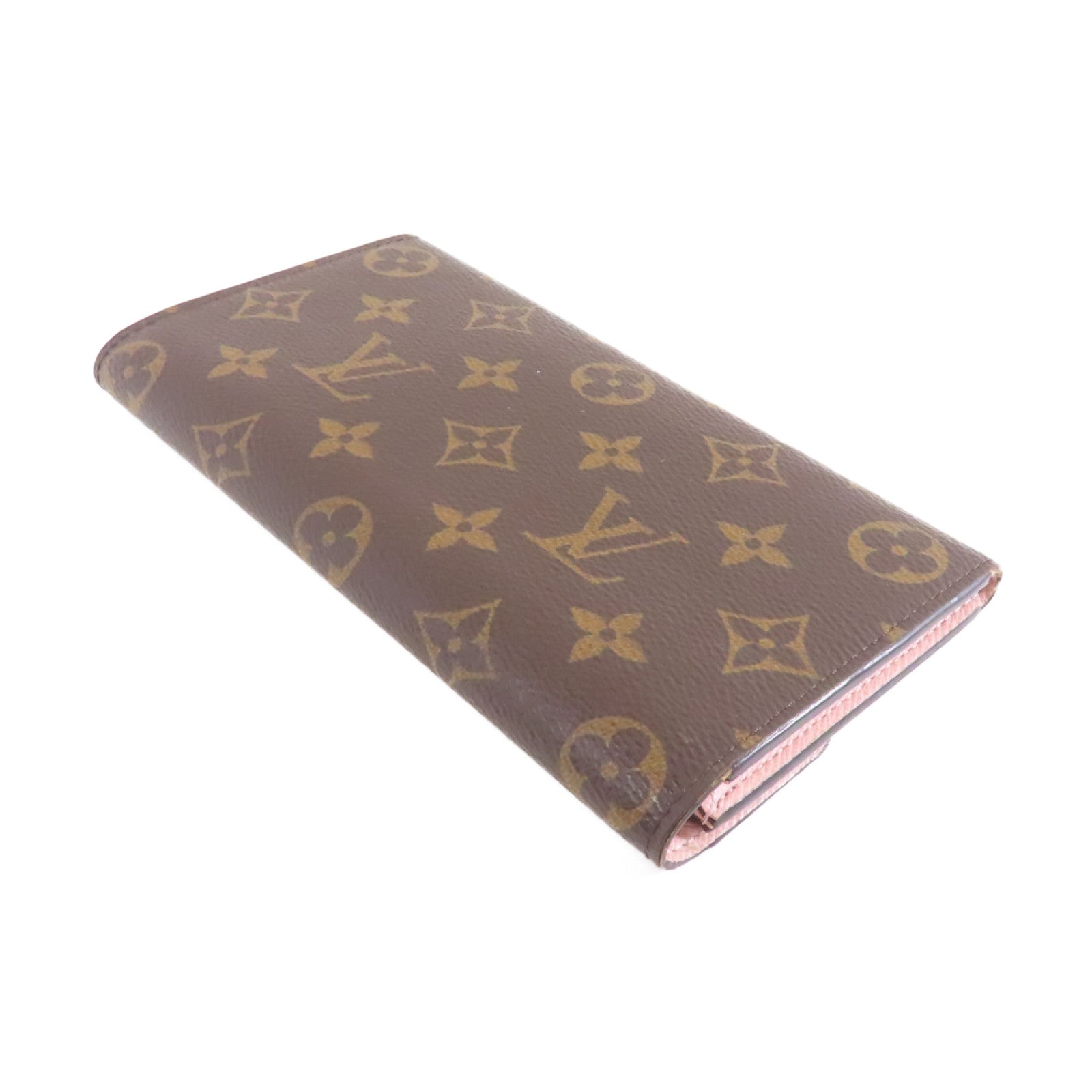 LOUIS VUITTON Monogram Emilie Wallet金扣長錢包啡色/粉紅色