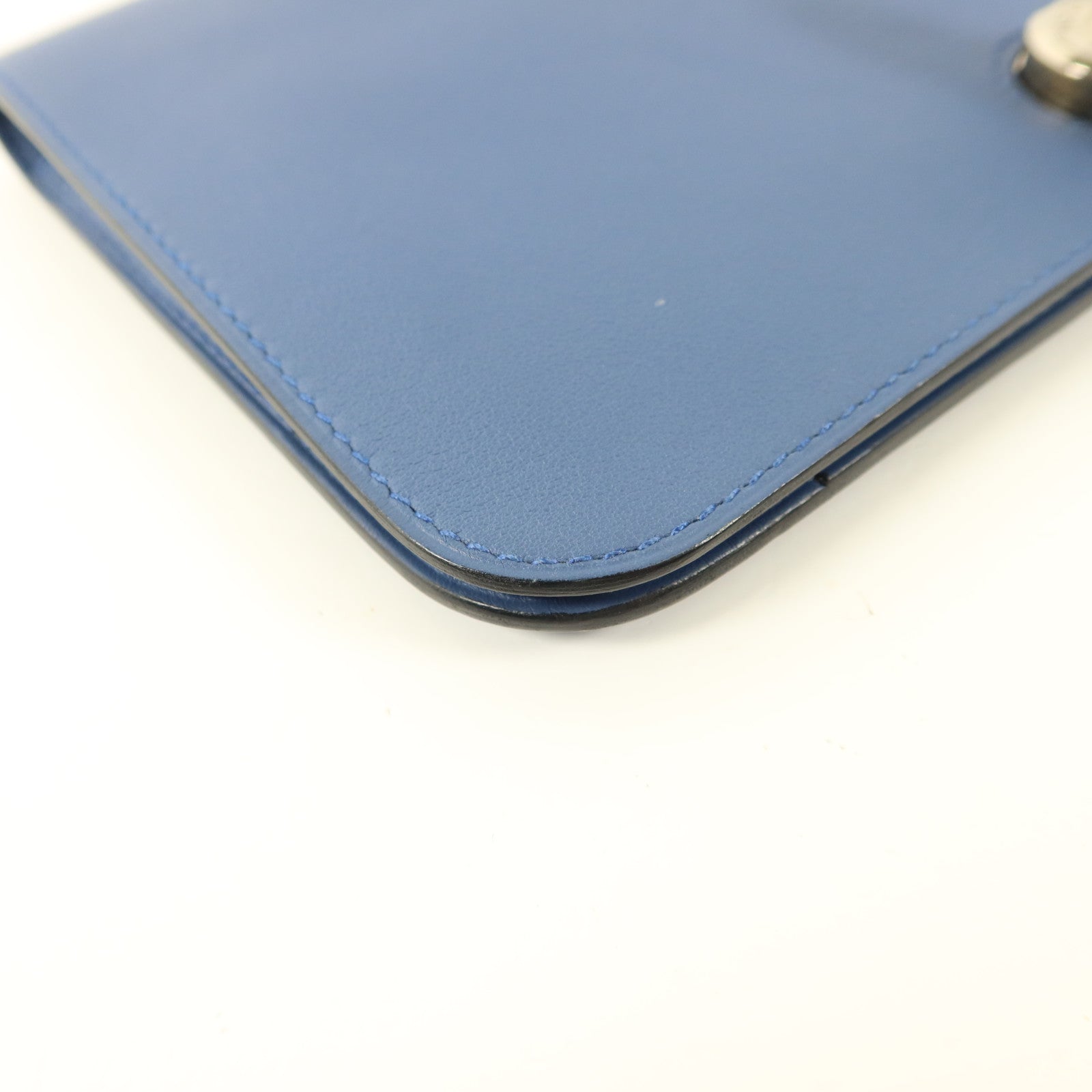HERMES Swift皮革Dogon GM銀扣長錢包Blue Agate