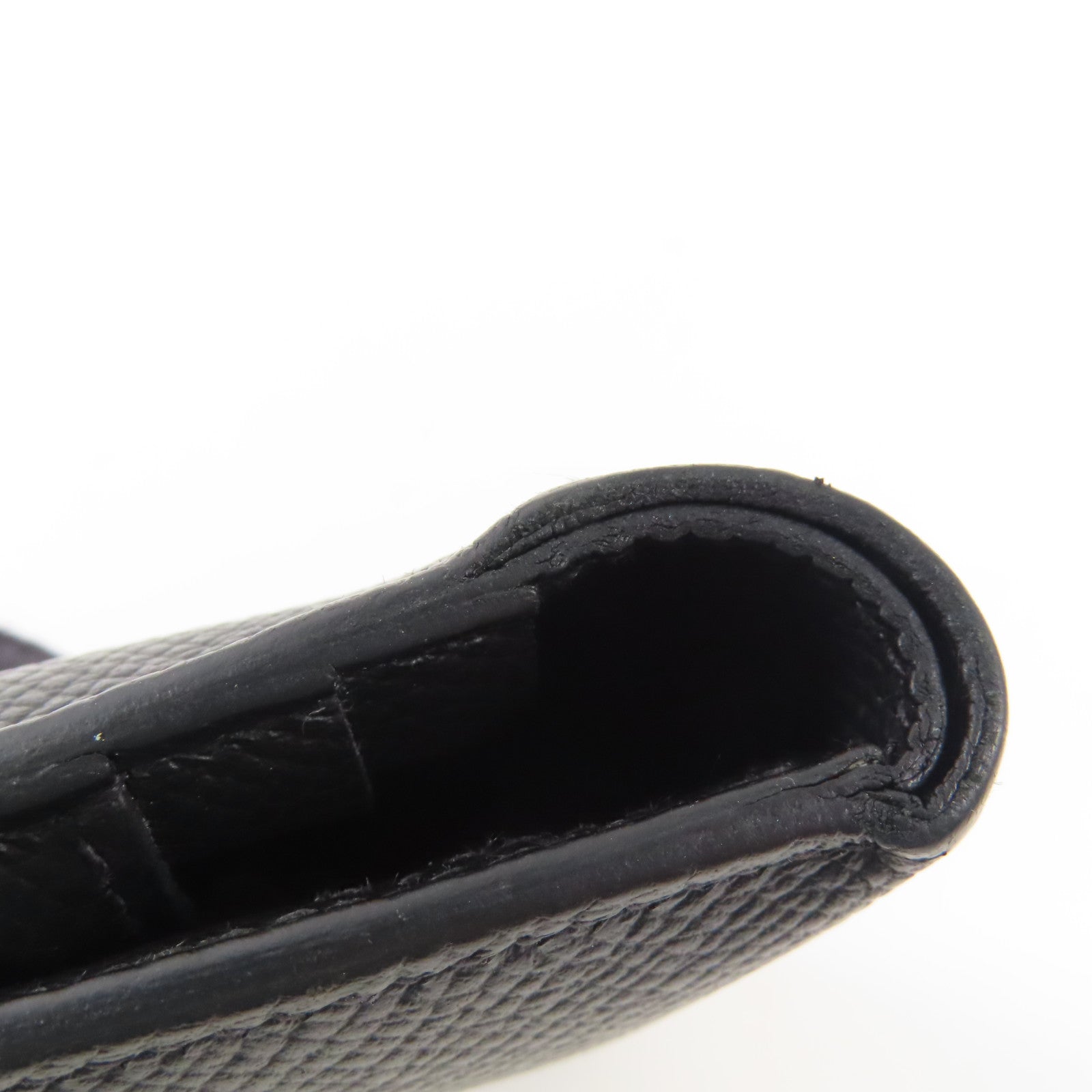 HERMES Epsom皮革/Alligator皮革Bearn Compact銀扣錢包Noir