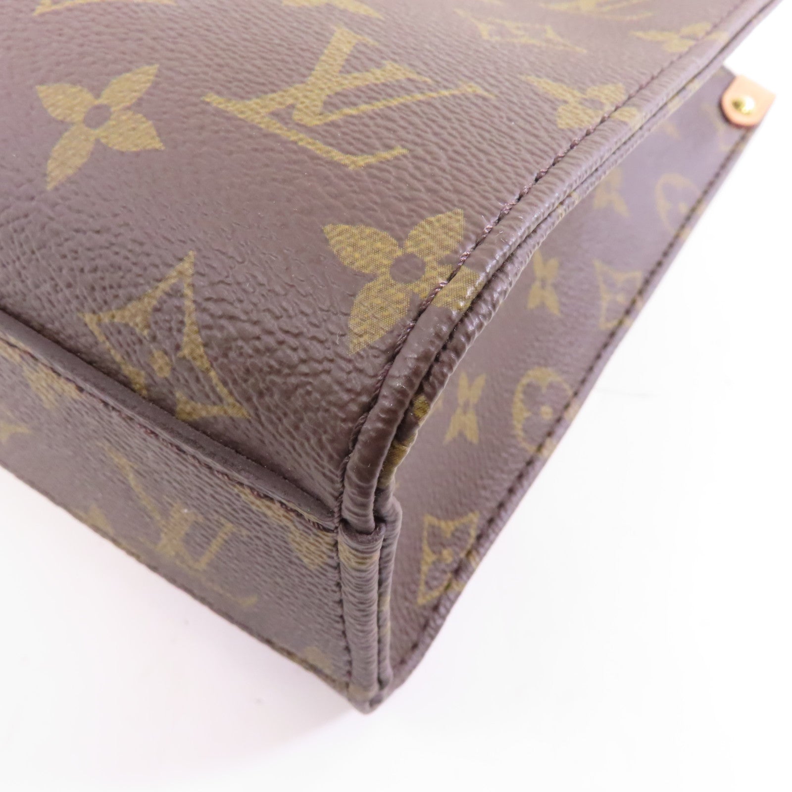 LOUIS VUITTON Monogram Sac Plat BB金扣手挽肩背兩用袋棕色