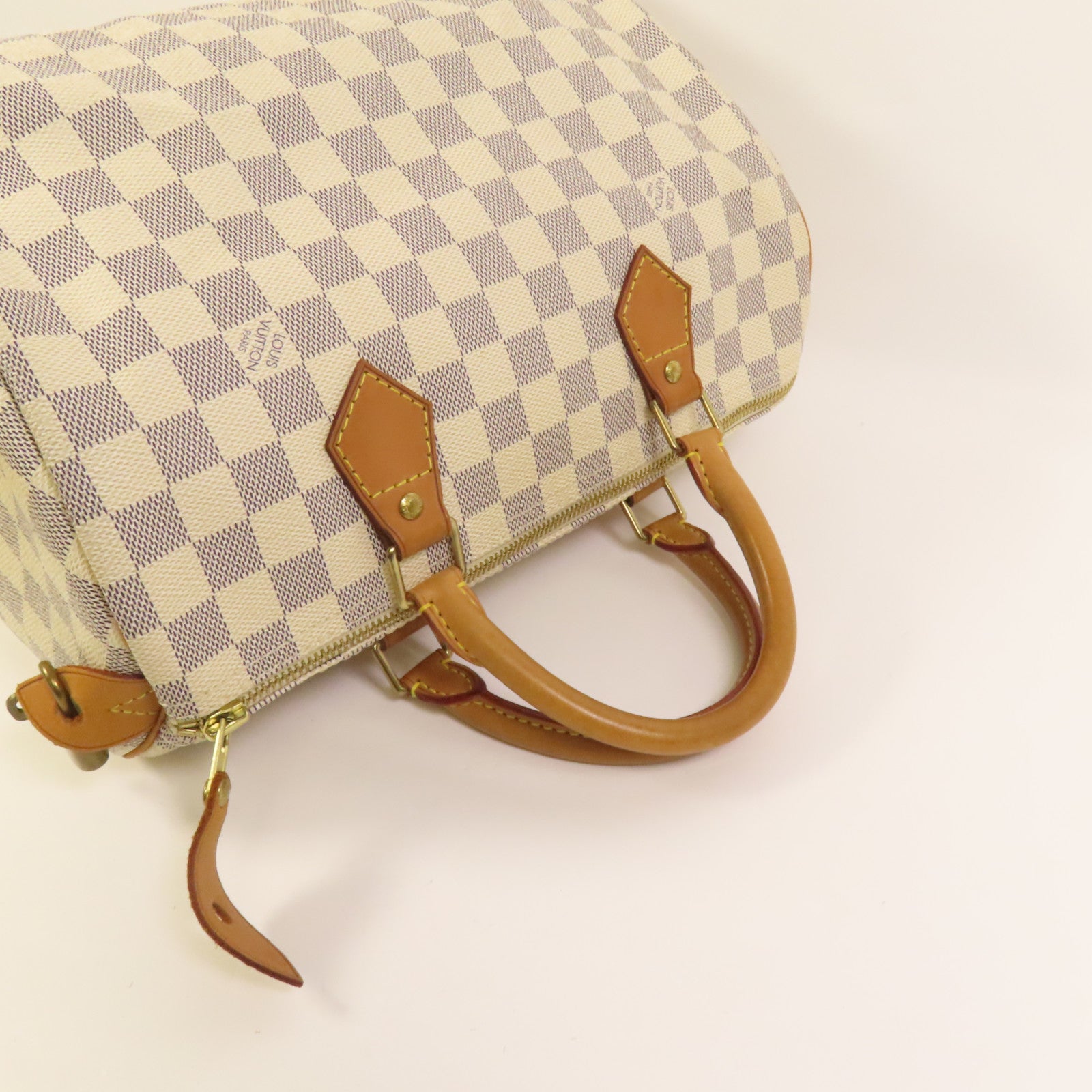 LOUIS VUITTON Damier Azur Speedy 30金扣手挽袋
