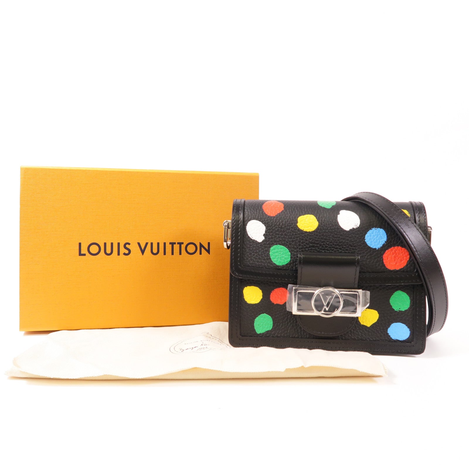 LOUIS VUITTON 牛皮皮革LV X YK Dauphine Mini銀扣肩背袋