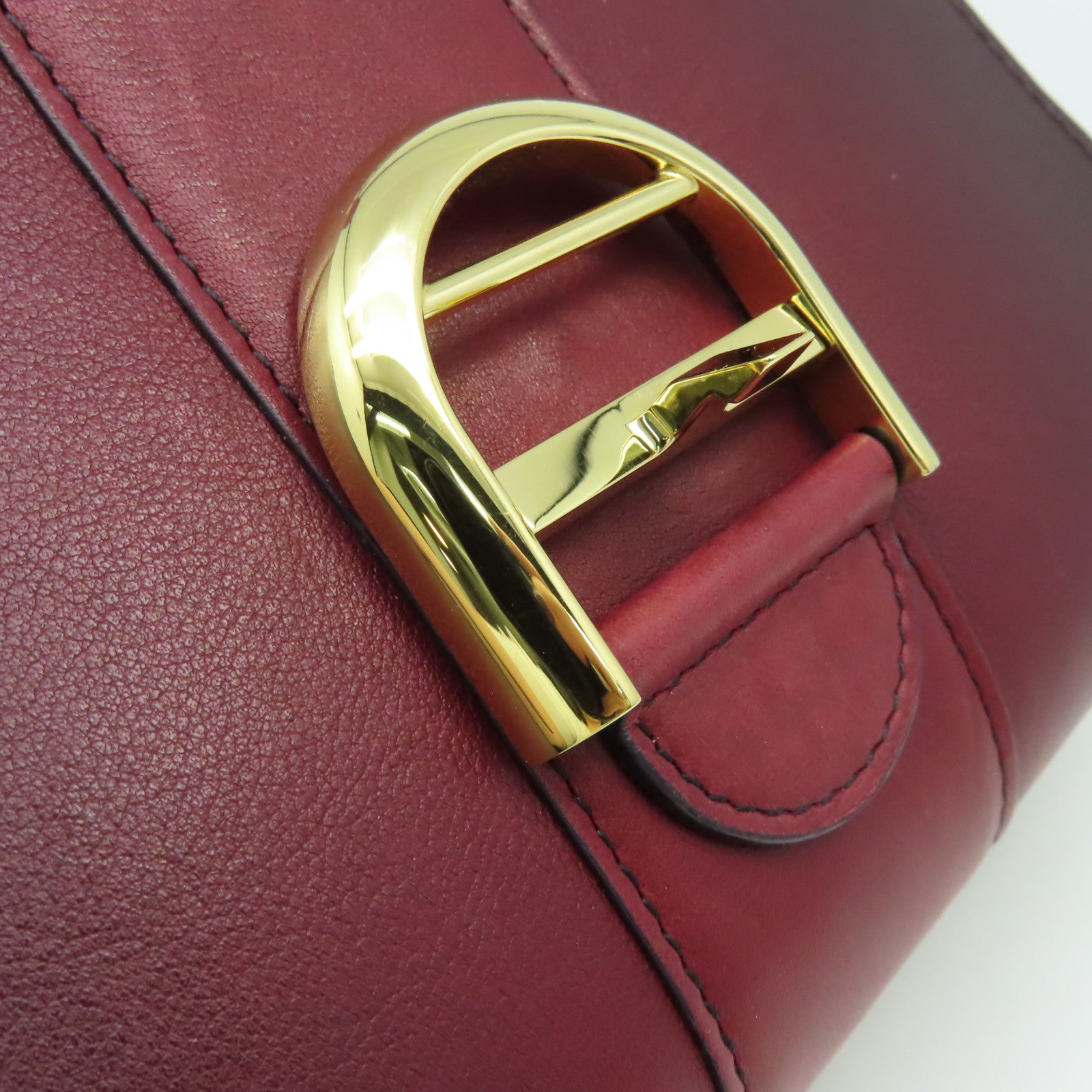SELECTION 【激減優惠】牛皮皮革Delvaux Mini Brillant 2Way Shoulder Bag金扣手挽肩背兩用袋酒紅色