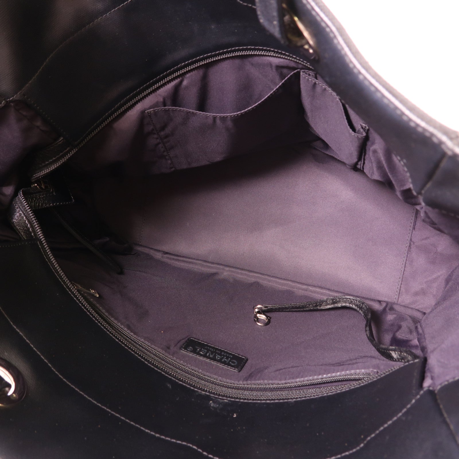 CHANEL 皮革/尼龍Paris Biarritz Tote銀扣手挽袋