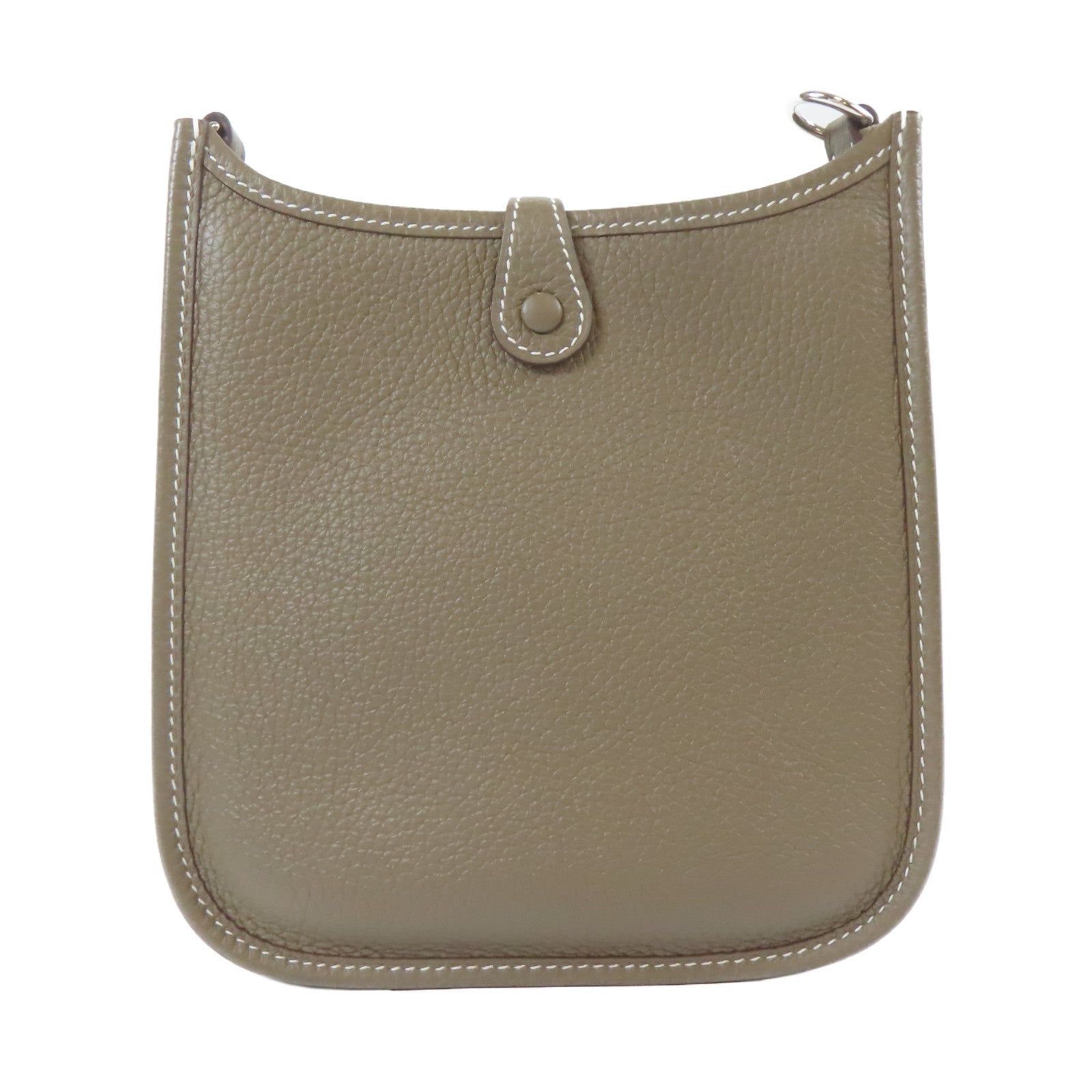 HERMES Clemence皮革Evelyne TPM銀扣肩背袋Etoupe Gray/大象灰色