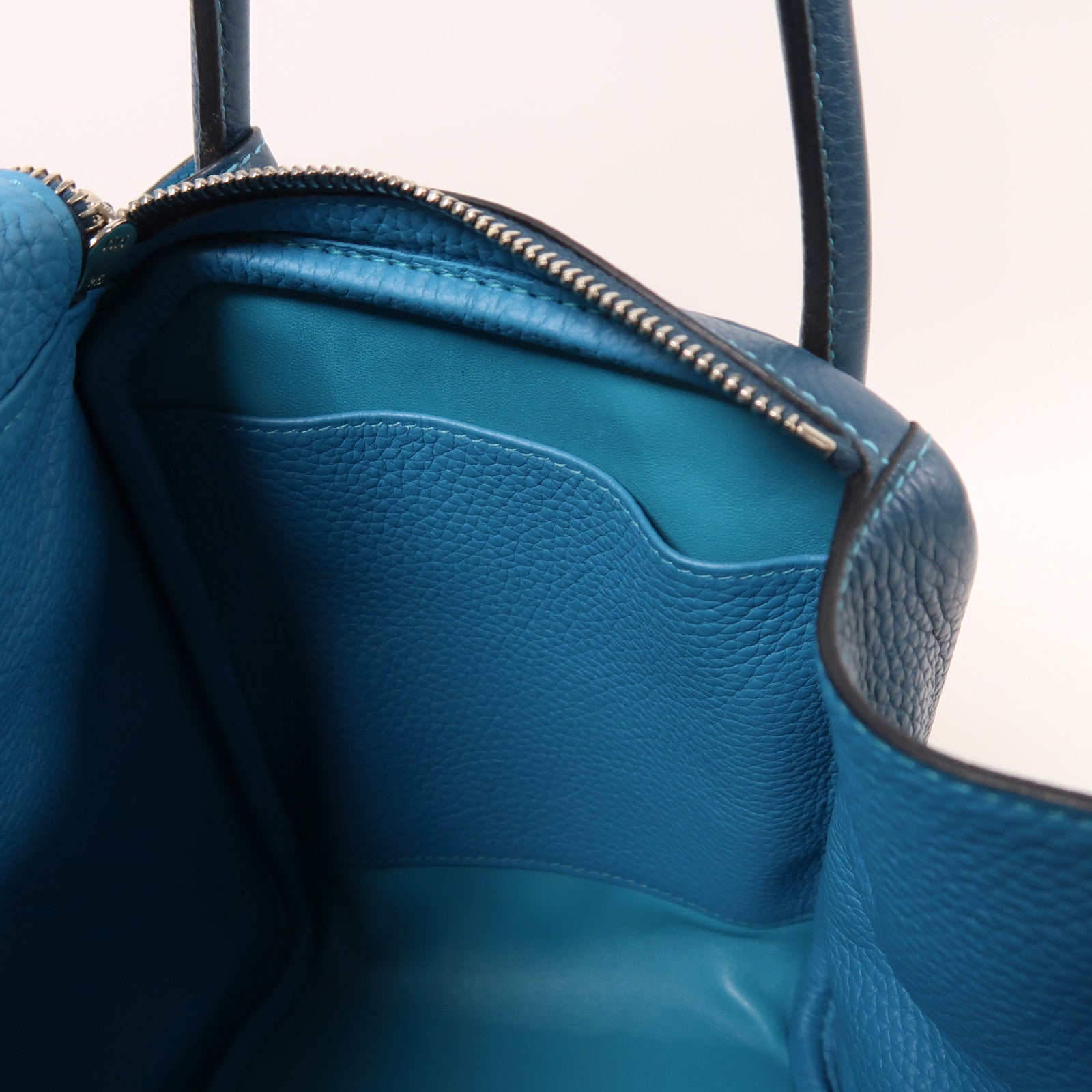 HERMES 皮革Lindy 30手挽肩背兩用袋Turquoise/Bleu Izmir