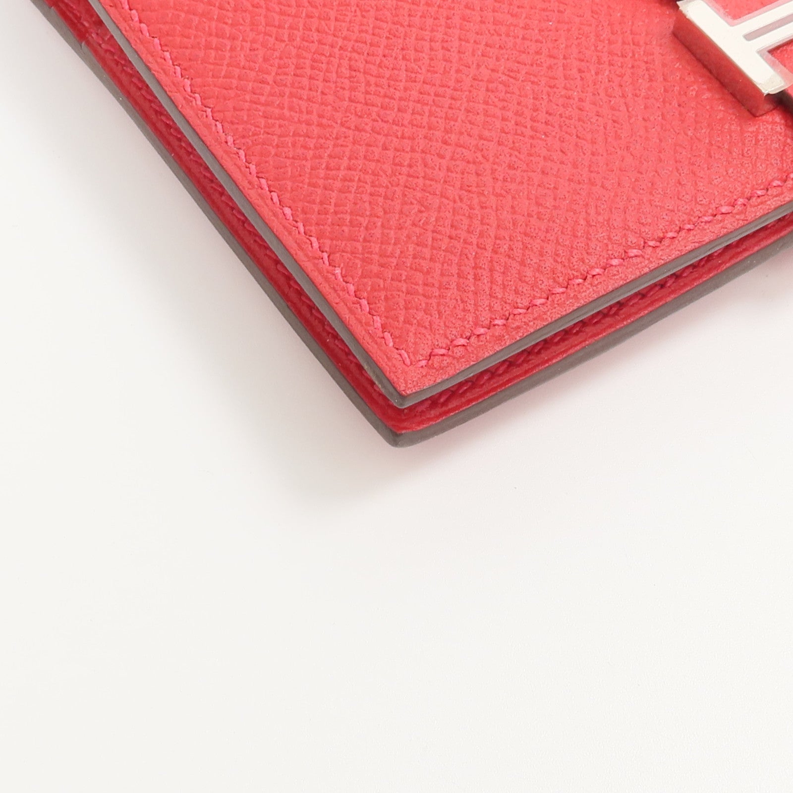 HERMES Epsom皮革Bearn Compact Wallet錢包Rouge Casaque
