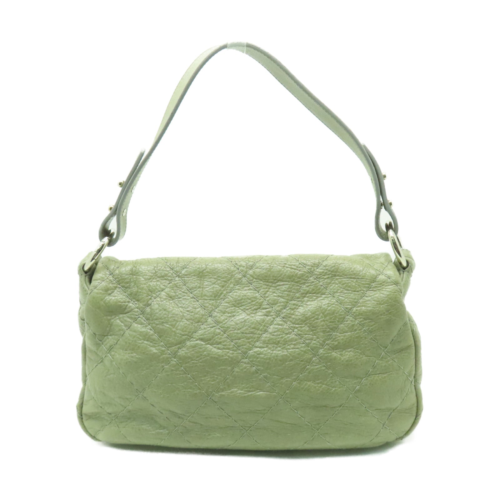 CHANEL **【激減優惠】菱格牛皮皮革Shoulder Bag銀扣肩背袋灰色