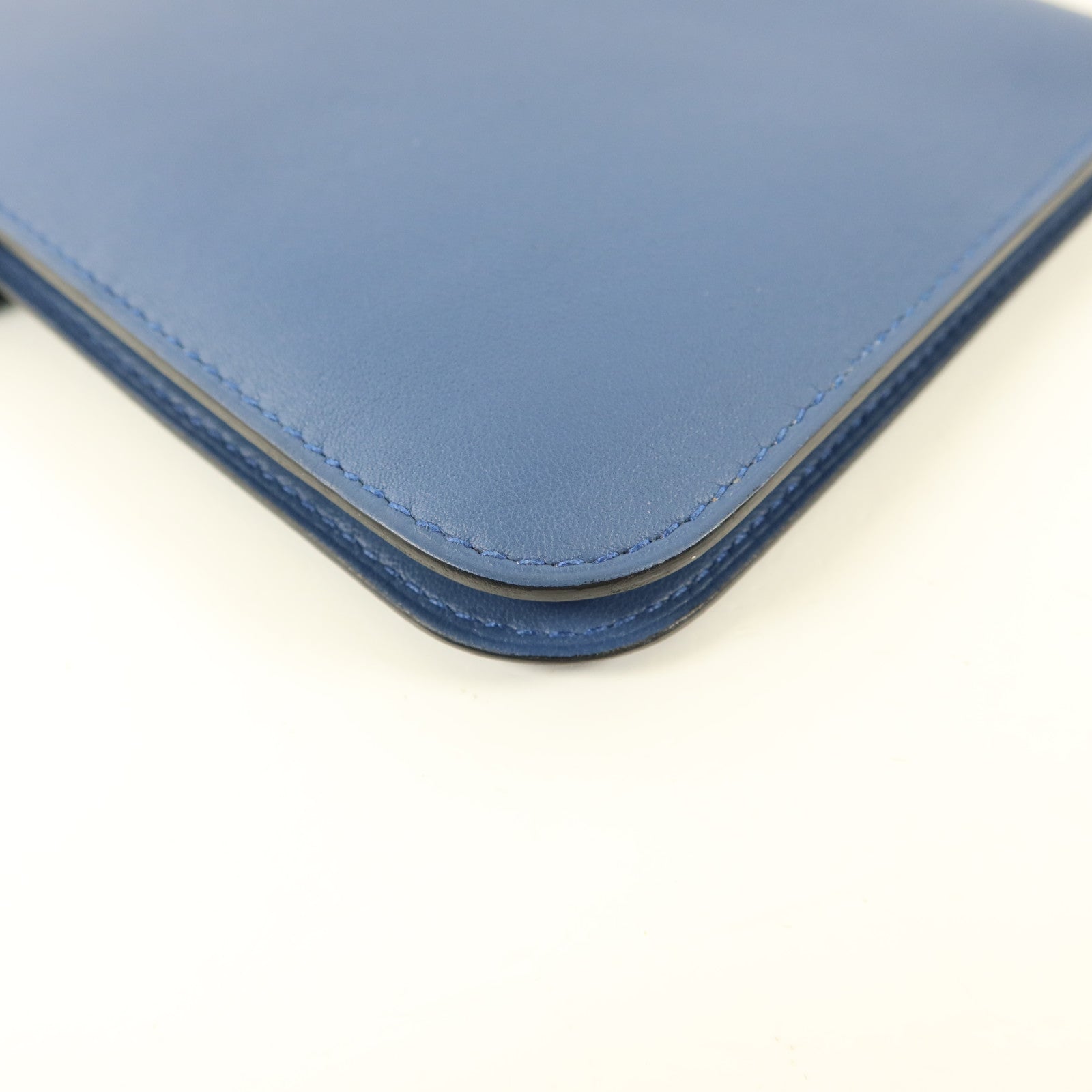 HERMES Swift皮革Dogon GM銀扣長錢包Blue Agate