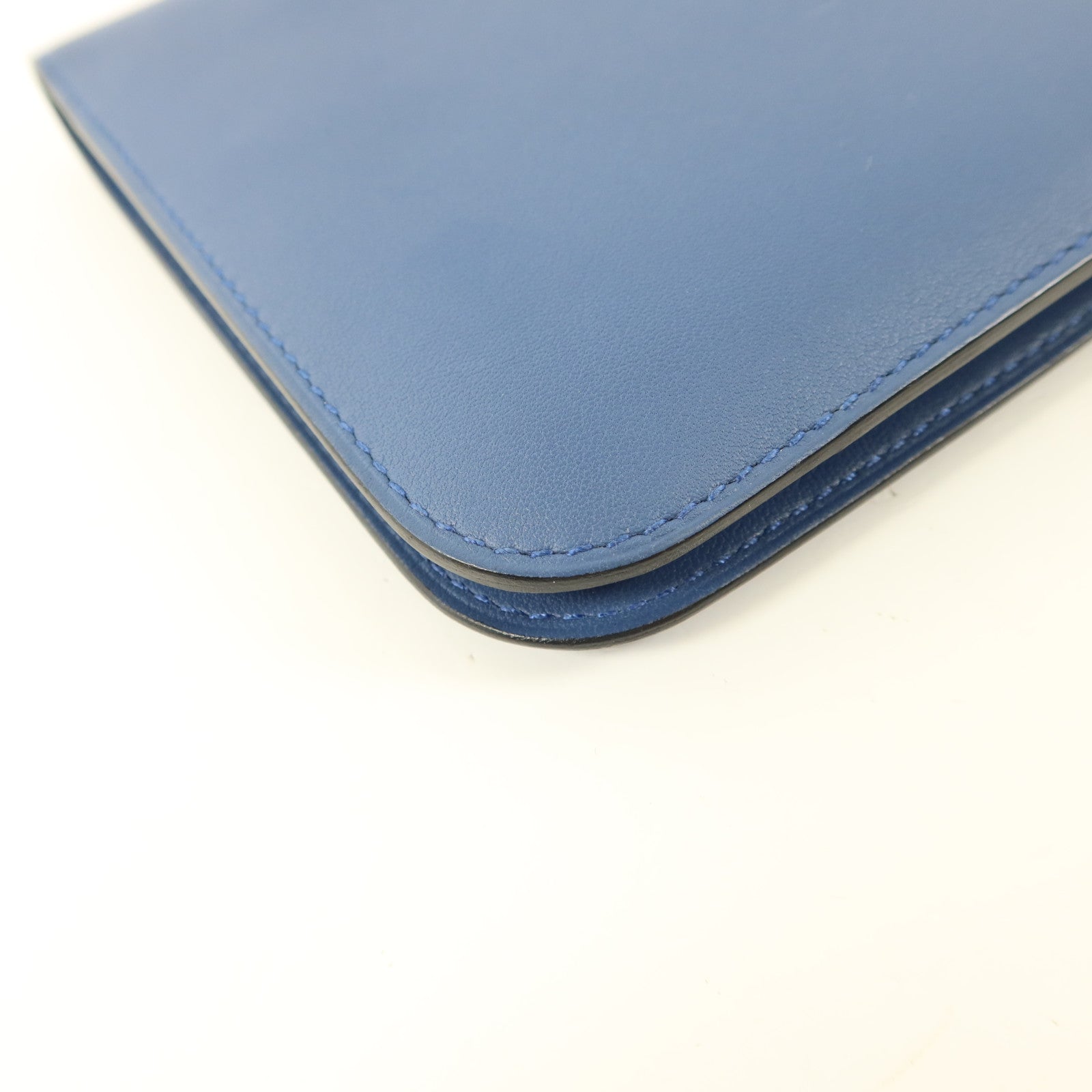 HERMES Swift皮革Dogon GM銀扣長錢包Blue Agate