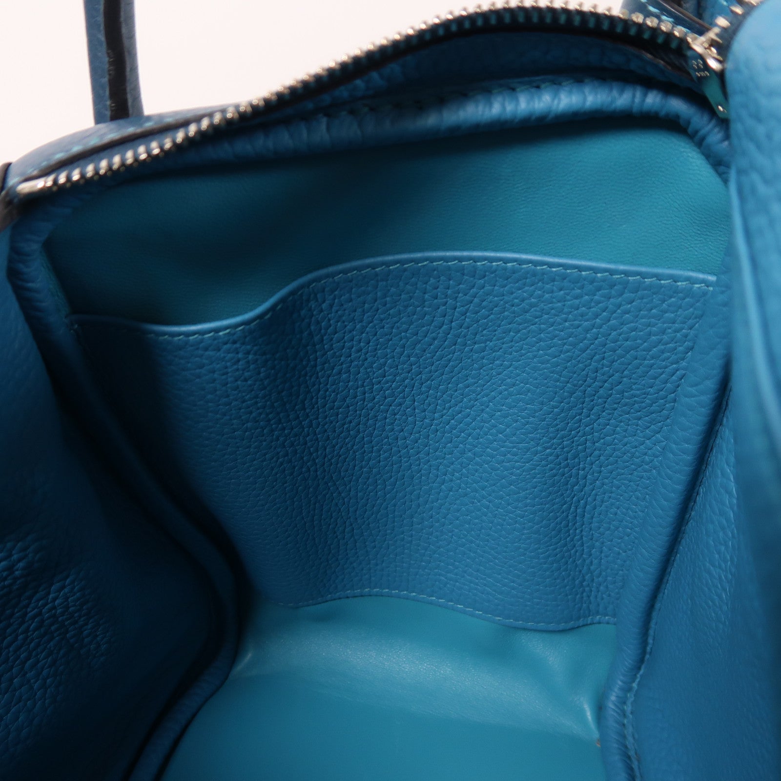 HERMES 皮革Lindy 30手挽肩背兩用袋Turquoise/Bleu Izmir