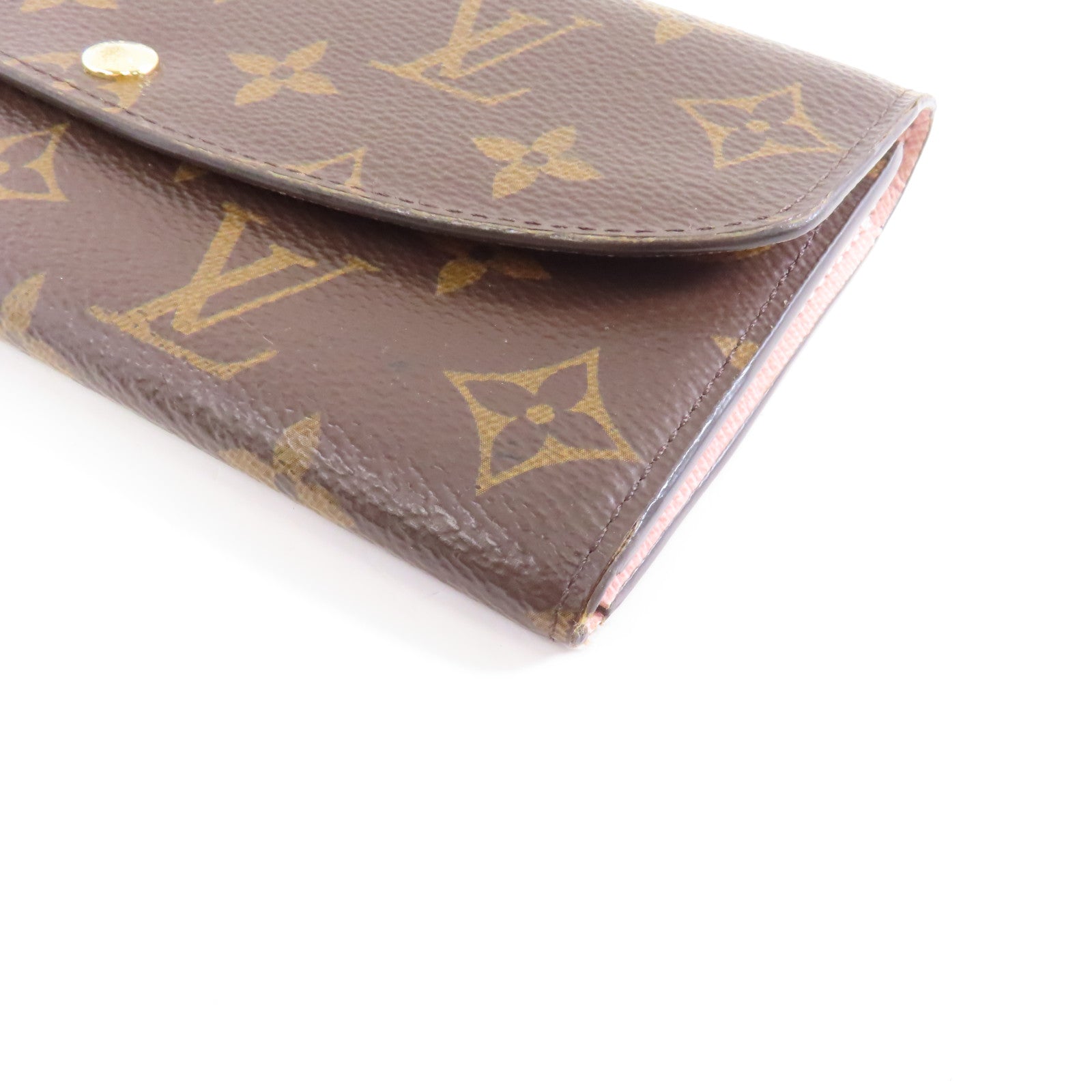 LOUIS VUITTON Monogram Emilie Wallet金扣長錢包啡色/粉紅色