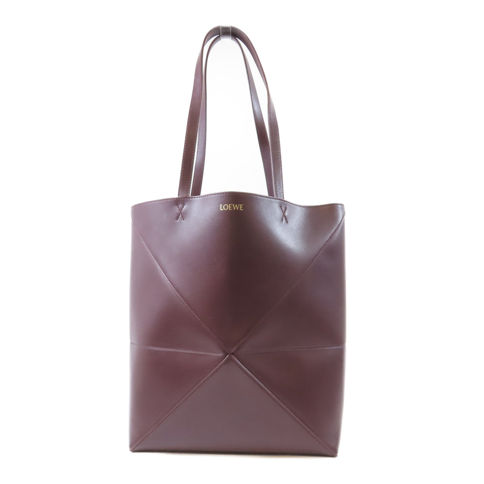 LOEWE 牛皮皮革Puzzle Fold Tote肩背袋酒紅色