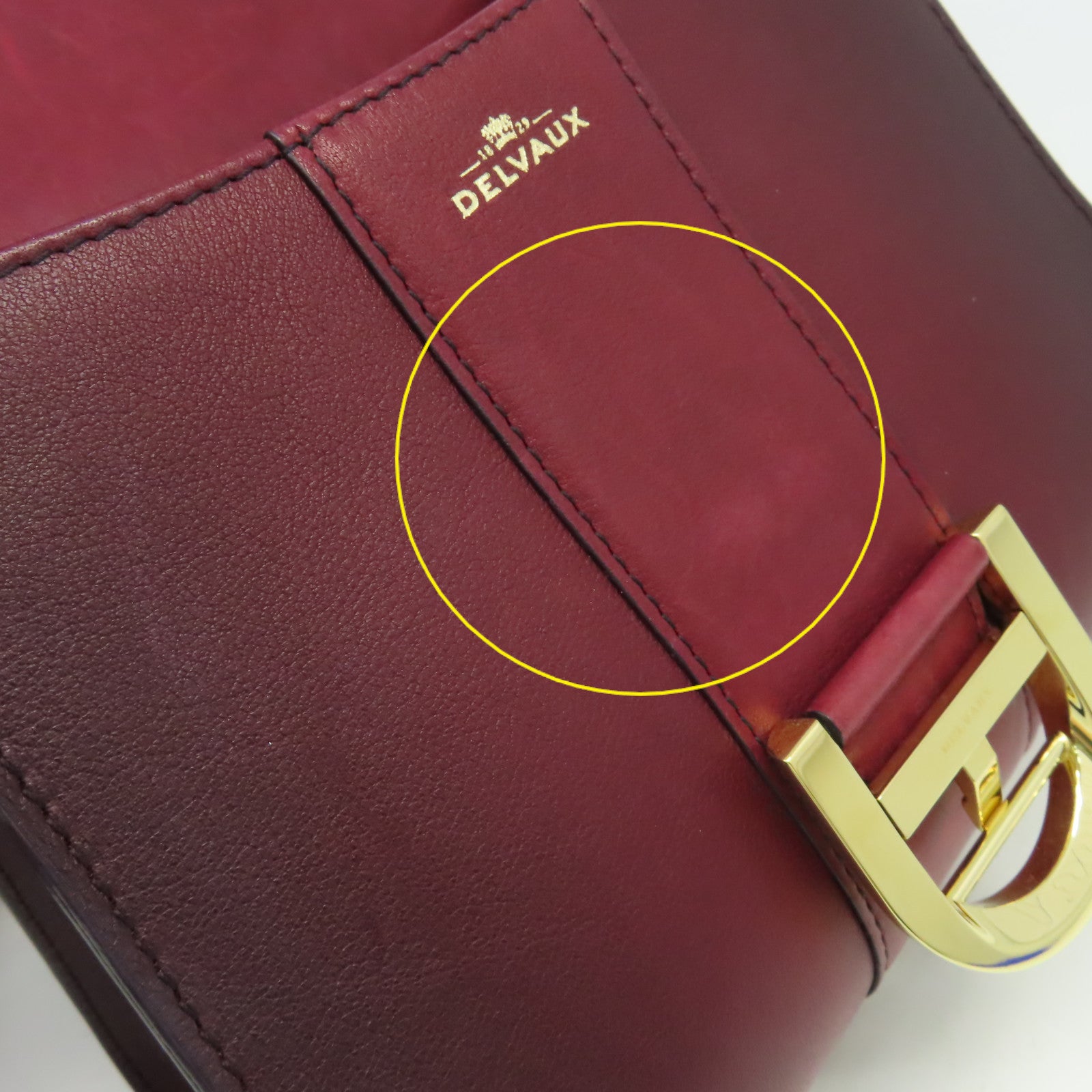 SELECTION 【激減優惠】牛皮皮革Delvaux Mini Brillant 2Way Shoulder Bag金扣手挽肩背兩用袋酒紅色