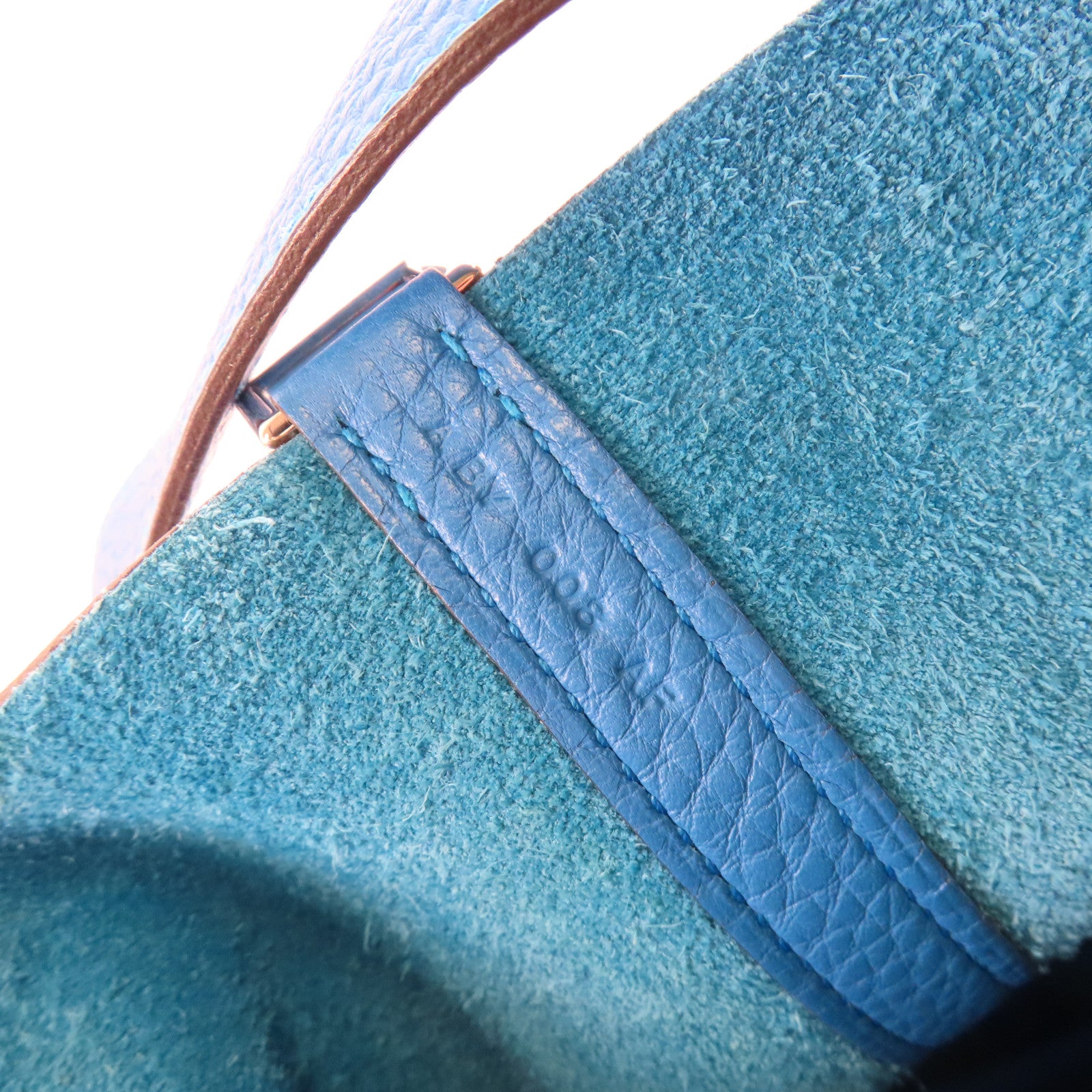 HERMES 【激減優惠】Clemence皮革Picotin MM銀扣手挽袋Mykonos