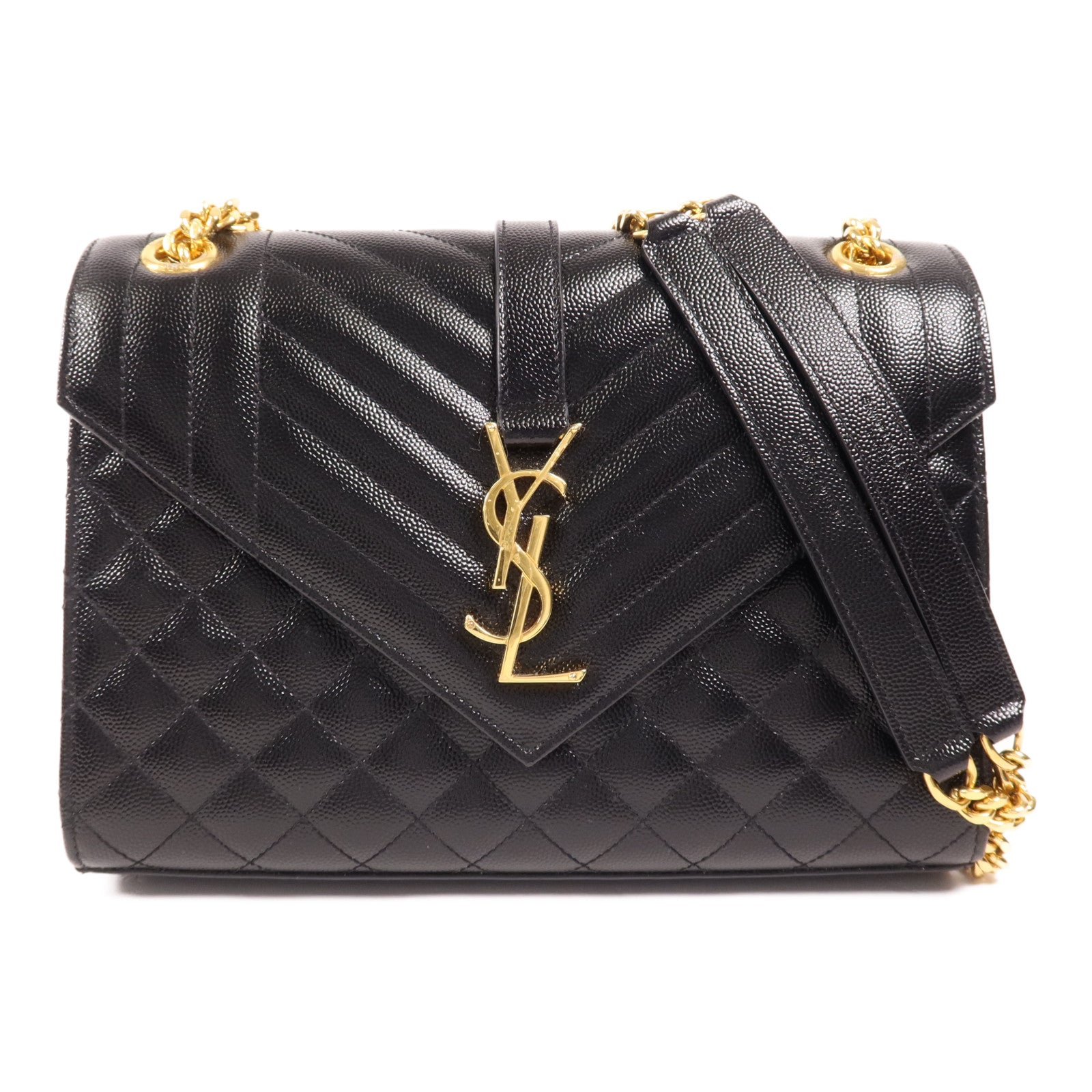 SAINT LAURENT 牛皮皮革Envelope Medium金扣肩背袋