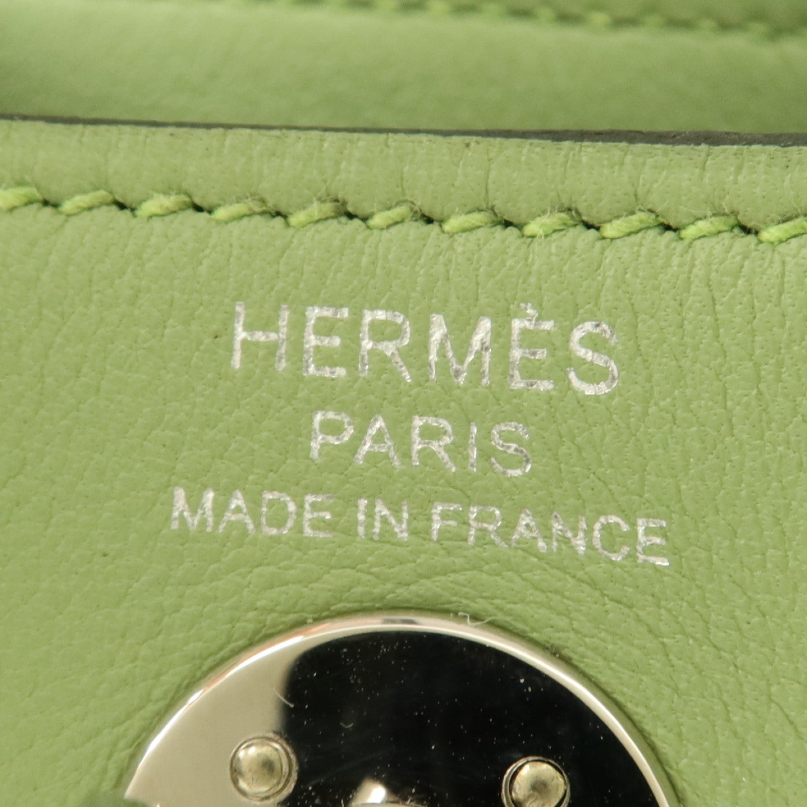 HERMES Swift皮革Mini Lindy銀扣手挽肩背兩用袋Vert Criquet
