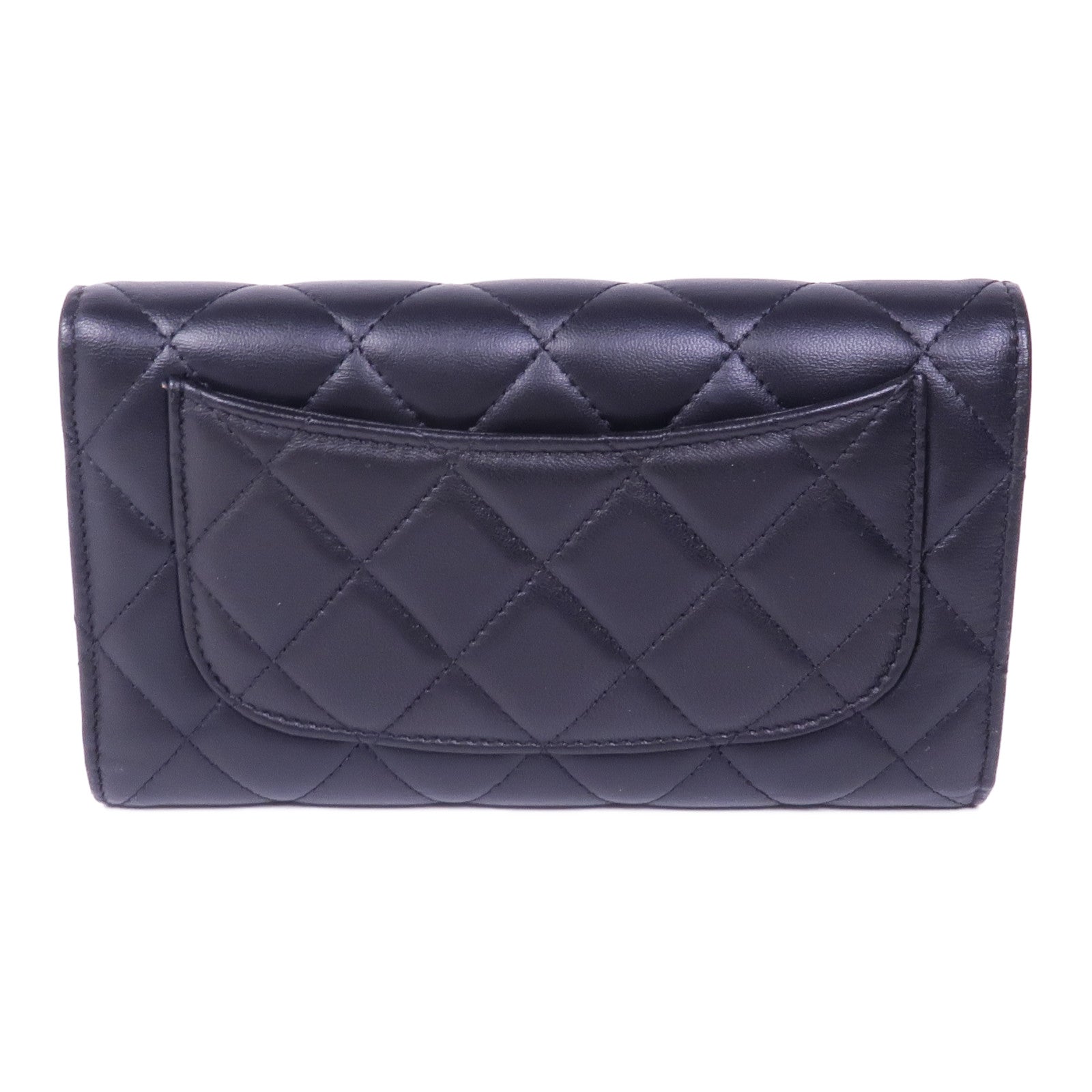 CHANEL 羊皮皮革Long Wallet銀扣長錢包