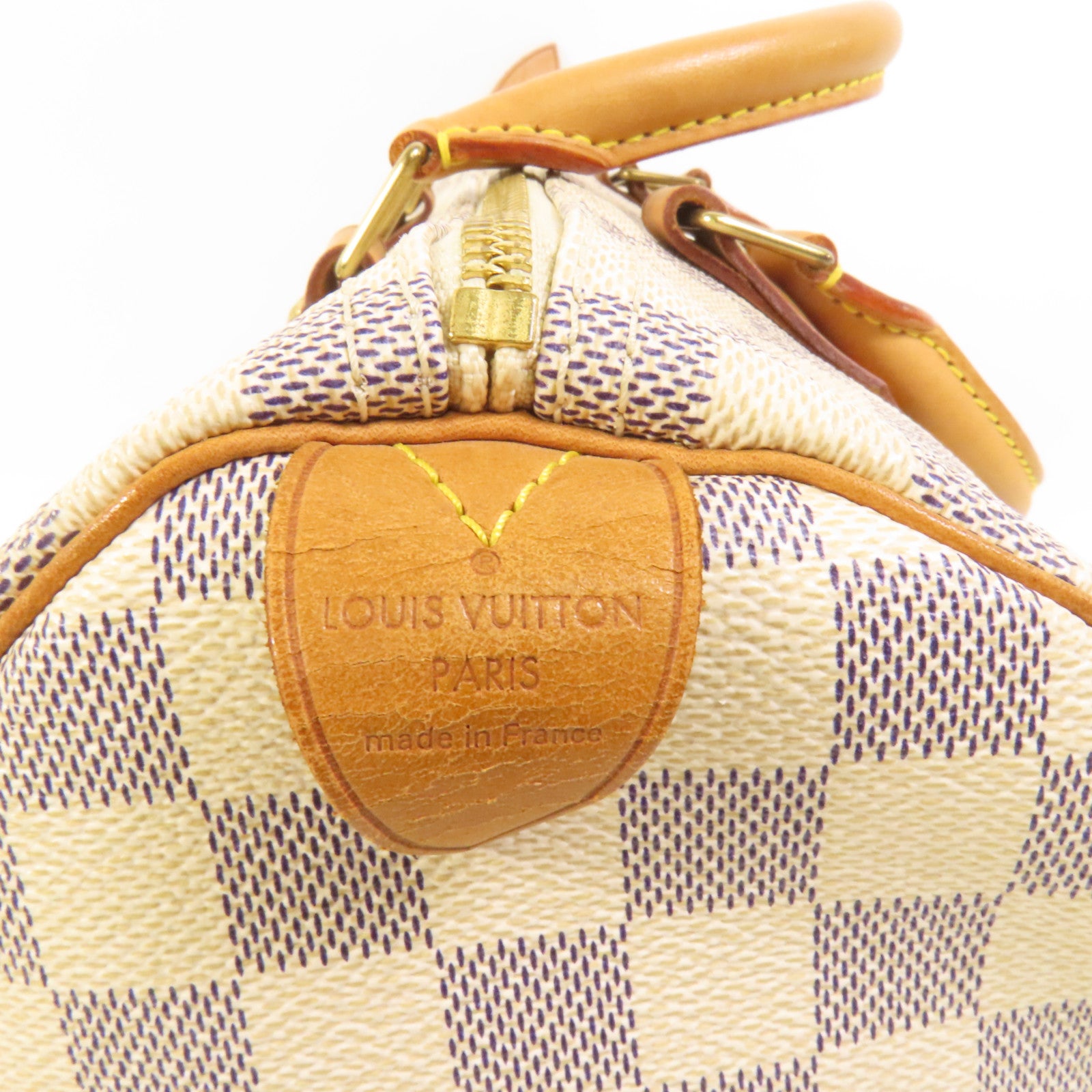 LOUIS VUITTON Damier Azur Speedy 30金扣手挽袋