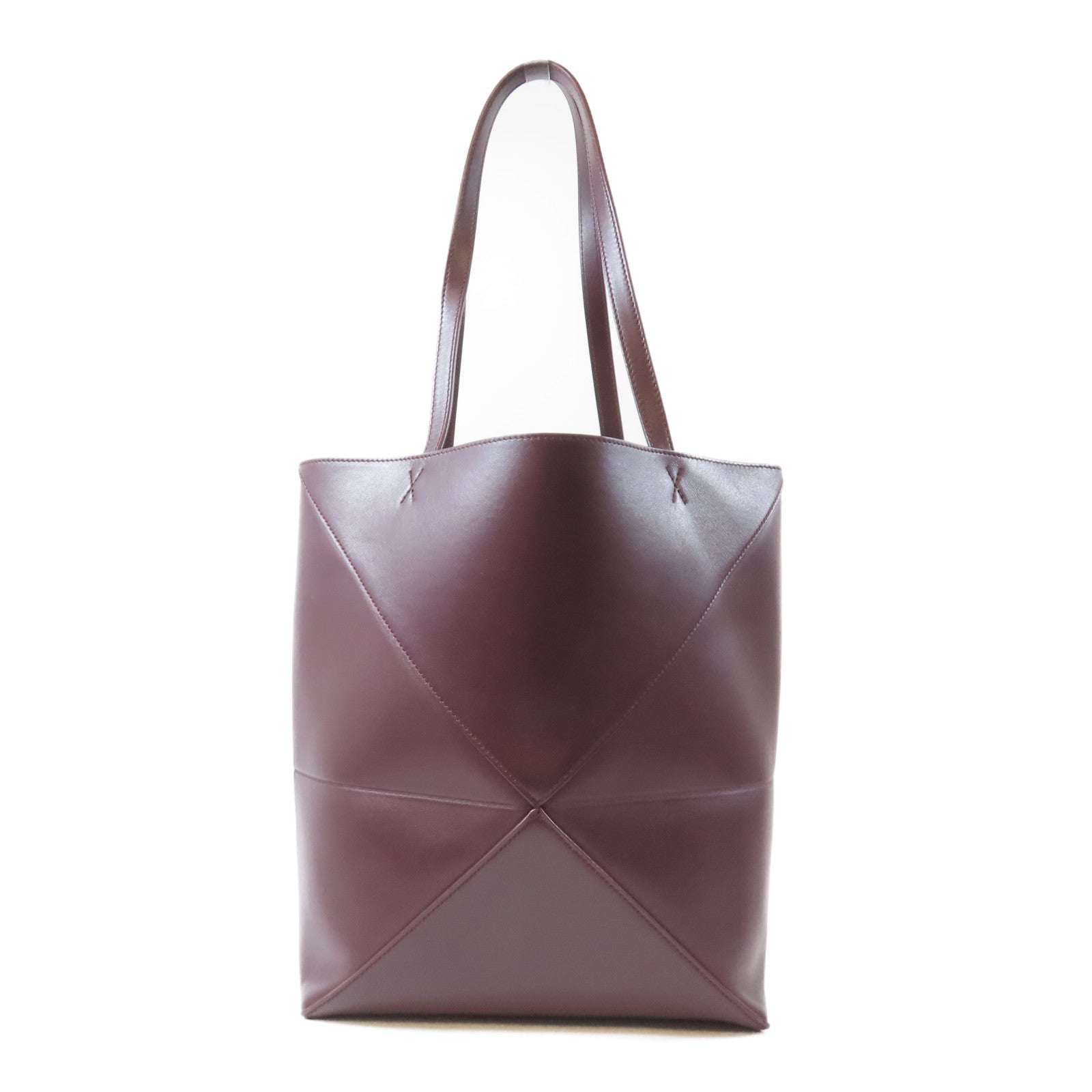 LOEWE 牛皮皮革Puzzle Fold Tote肩背袋酒紅色