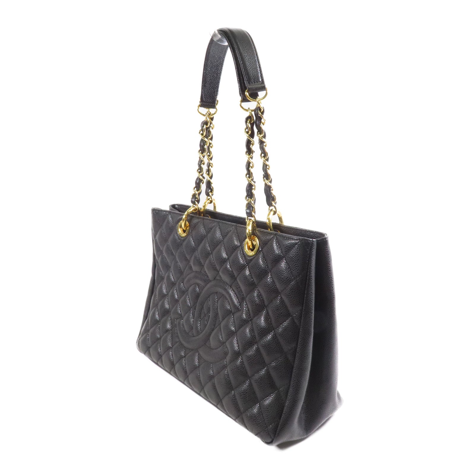 CHANEL 牛皮皮革GST Grand Shopping Tote Bag金扣鏈帶肩背袋