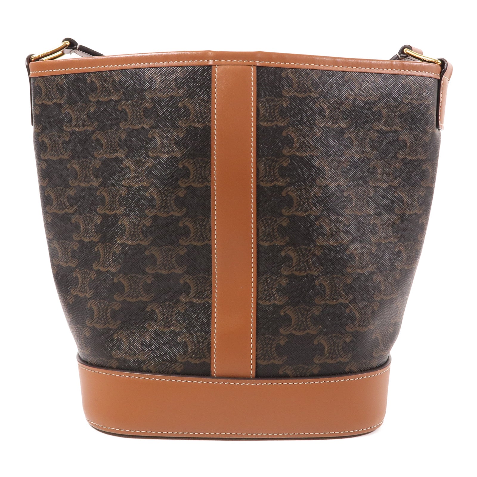 CELINE 塗層帆布Triomphe Bucket金扣肩背袋