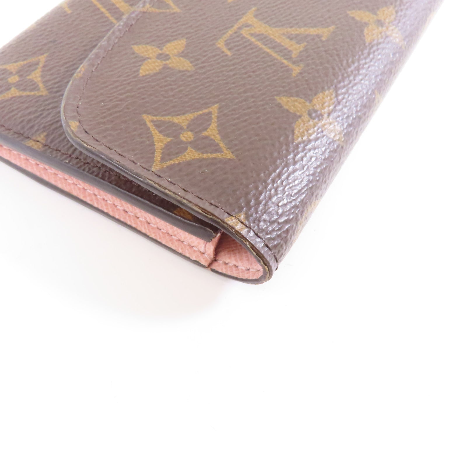 LOUIS VUITTON Monogram Emilie Wallet金扣長錢包啡色/粉紅色