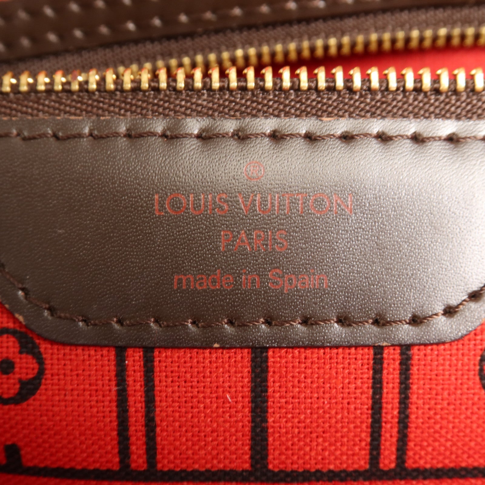 LOUIS VUITTON Damier Neverfull MM金扣肩背袋/手挽袋