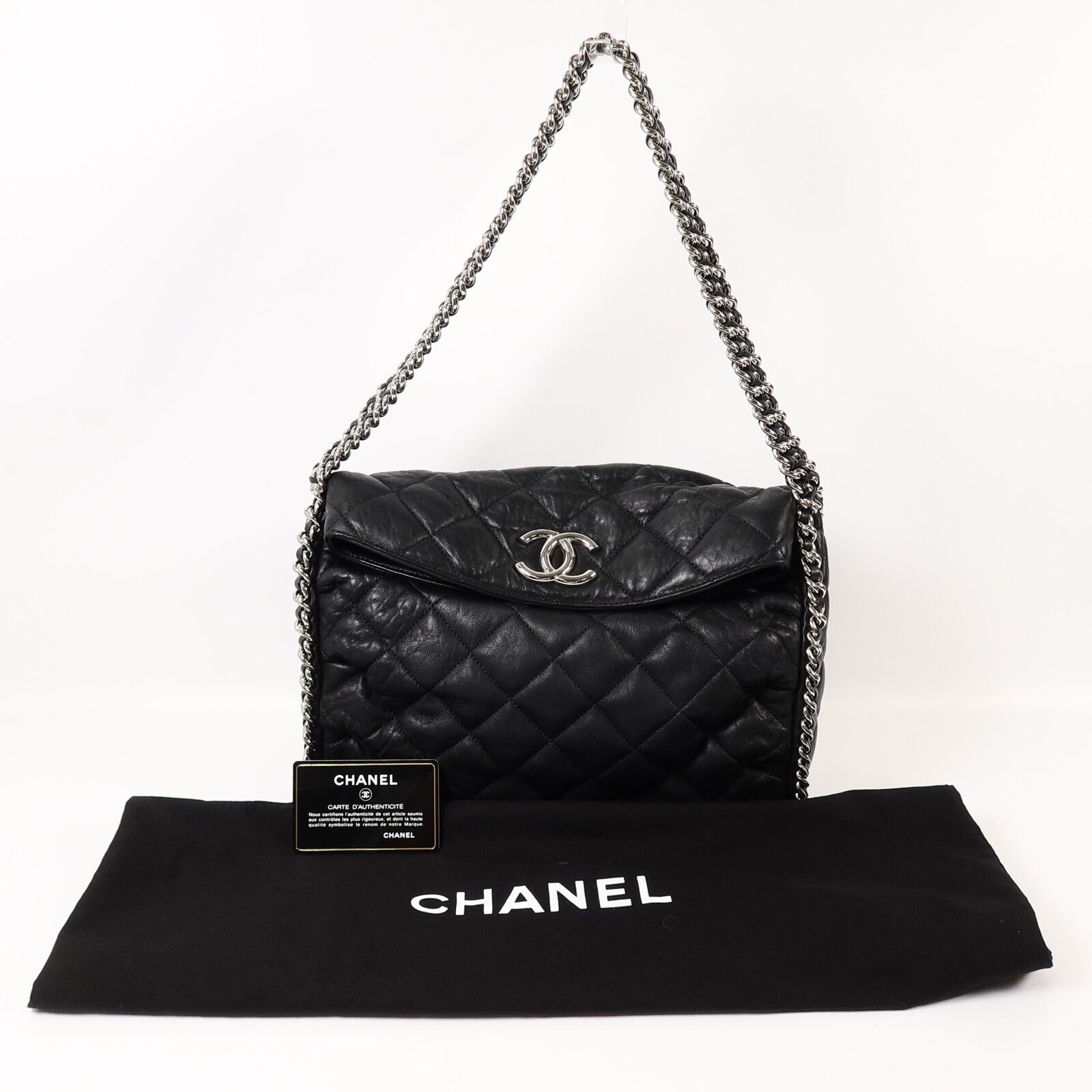 CHANEL 牛皮皮革Chain Around Hobo Bag鏈帶肩背袋