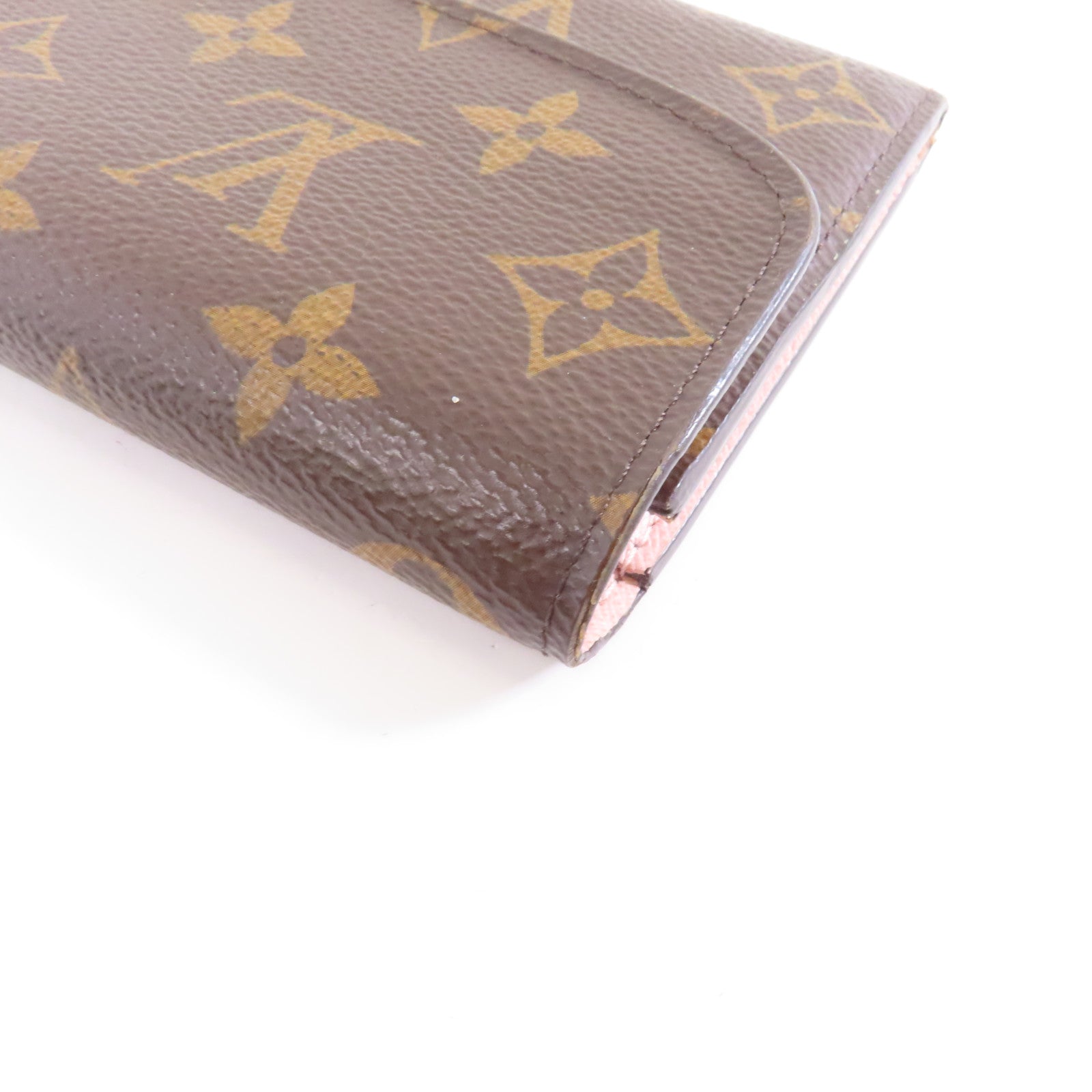 LOUIS VUITTON Monogram Emilie Wallet金扣長錢包啡色/粉紅色