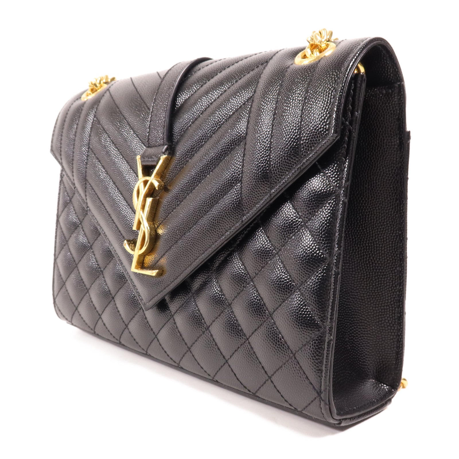 SAINT LAURENT 牛皮皮革Envelope Medium金扣肩背袋