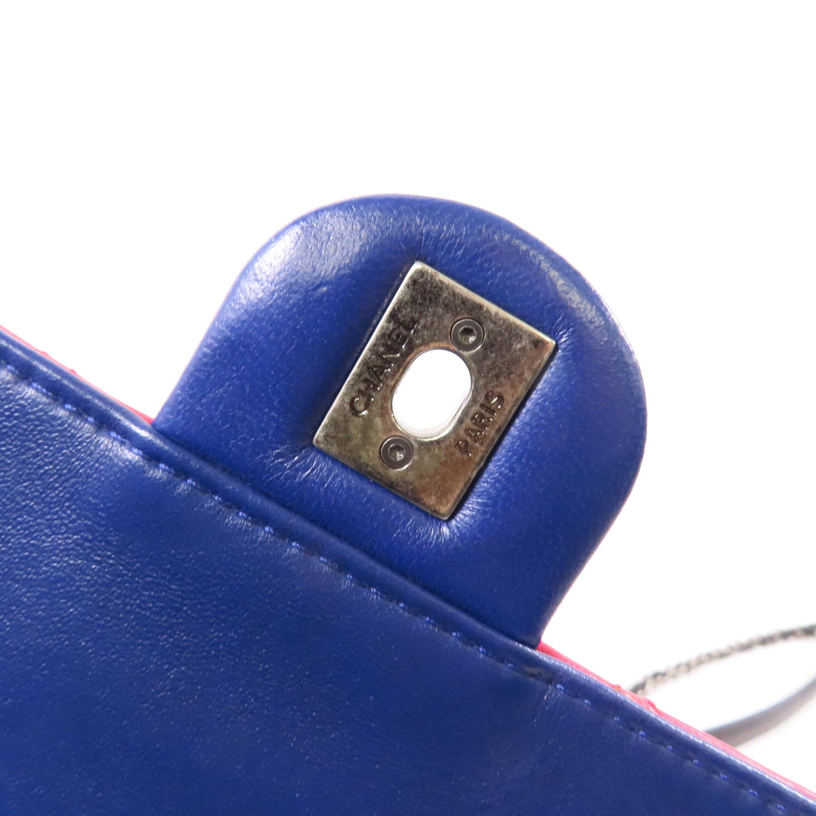 CHANEL 羊皮皮革Chain Shoulder銀扣鏈帶肩背袋