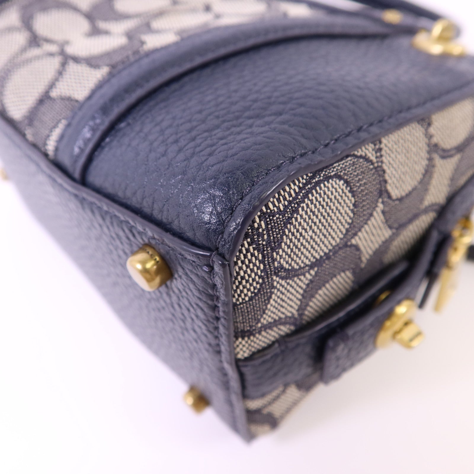 COACH 牛皮皮革/帆布Lark Bag金扣手挽肩背兩用袋