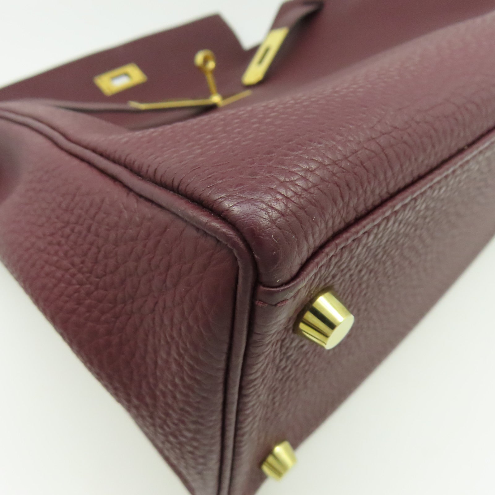 HERMES 【清倉大減價】Clemence皮革Kelly 32金扣手挽肩背兩用袋紅色
