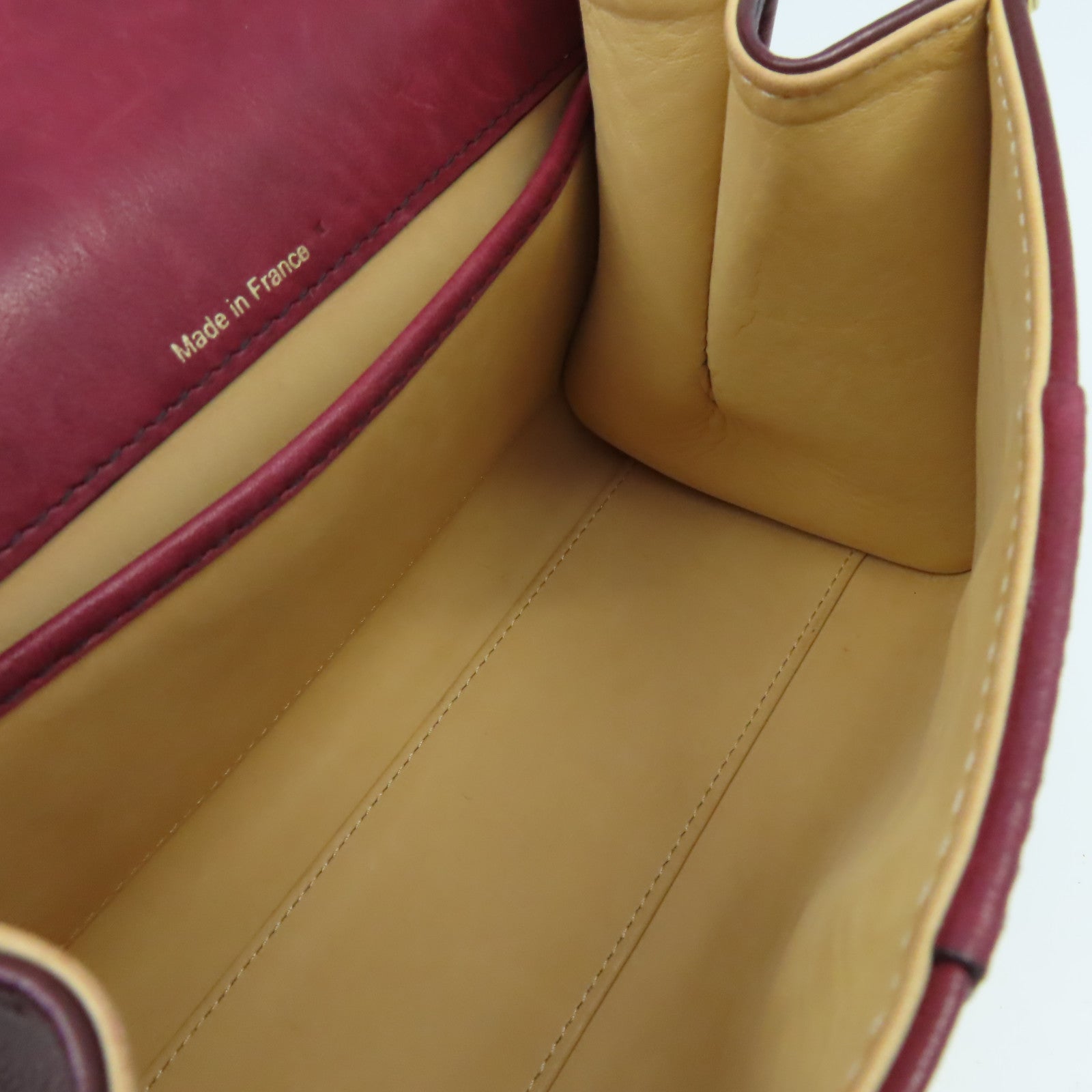 SELECTION 【激減優惠】牛皮皮革Delvaux Mini Brillant 2Way Shoulder Bag金扣手挽肩背兩用袋酒紅色