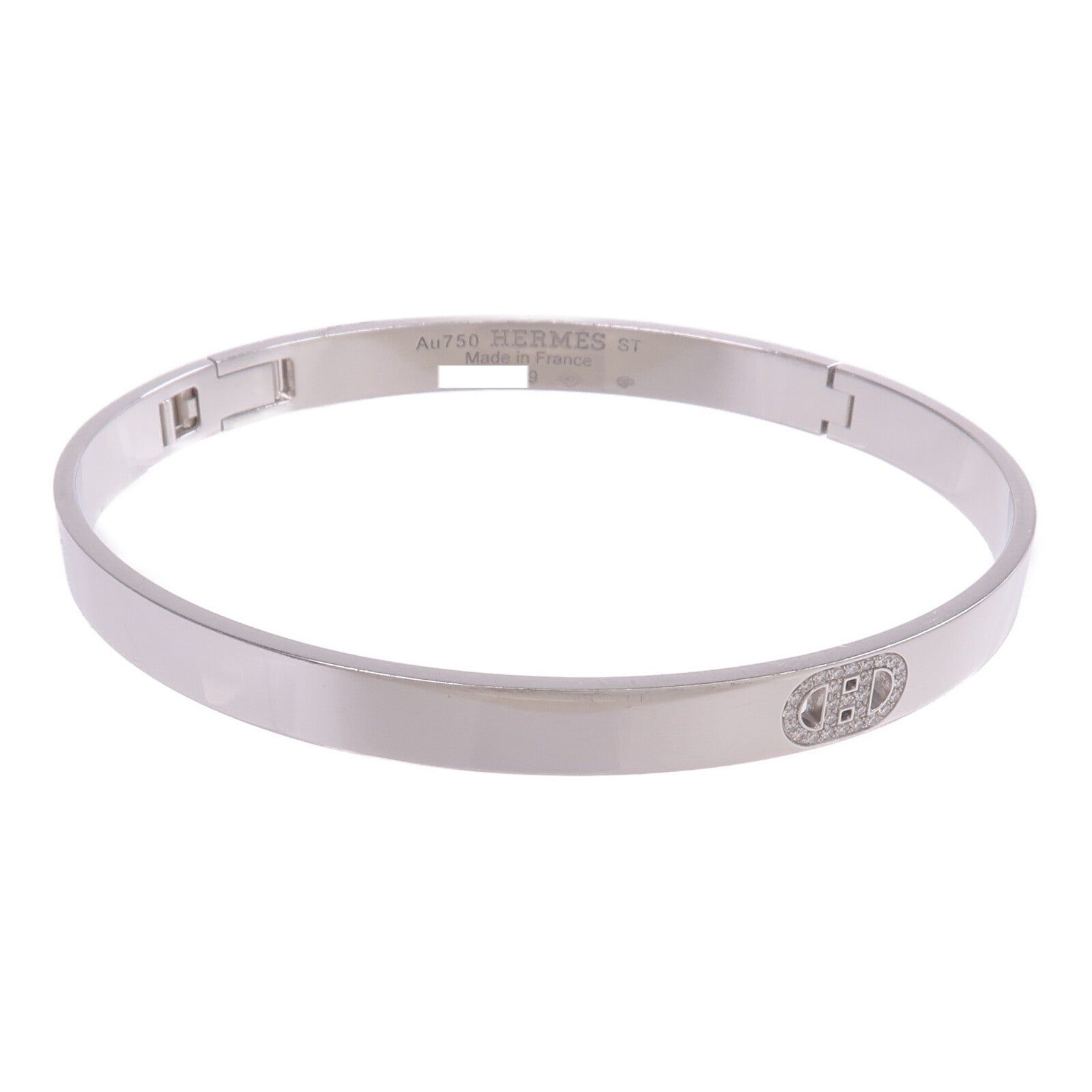 HERMES 18K白金H d'Ancre Bracelet鑽石手鐲