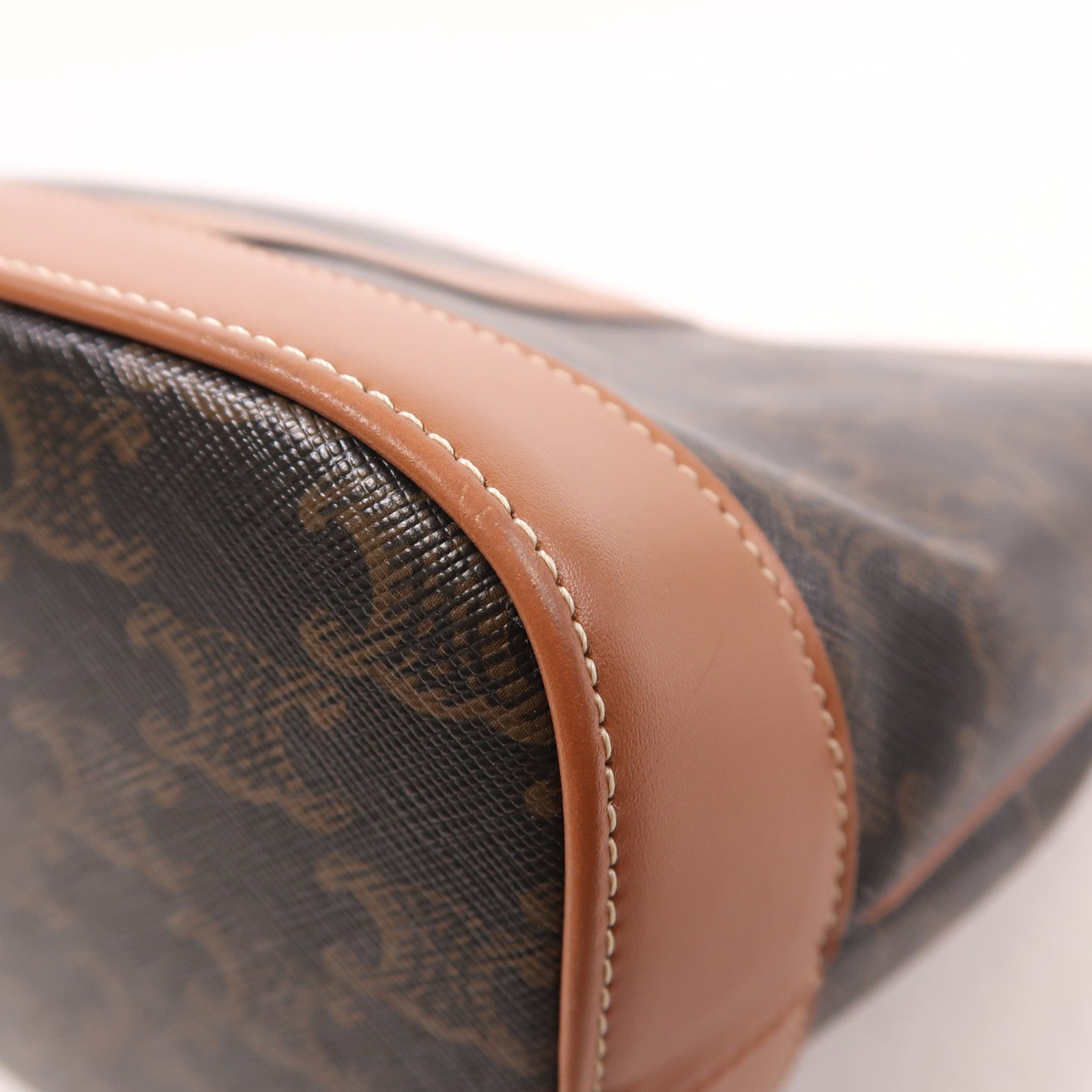 CELINE 塗層帆布Triomphe Bucket金扣肩背袋