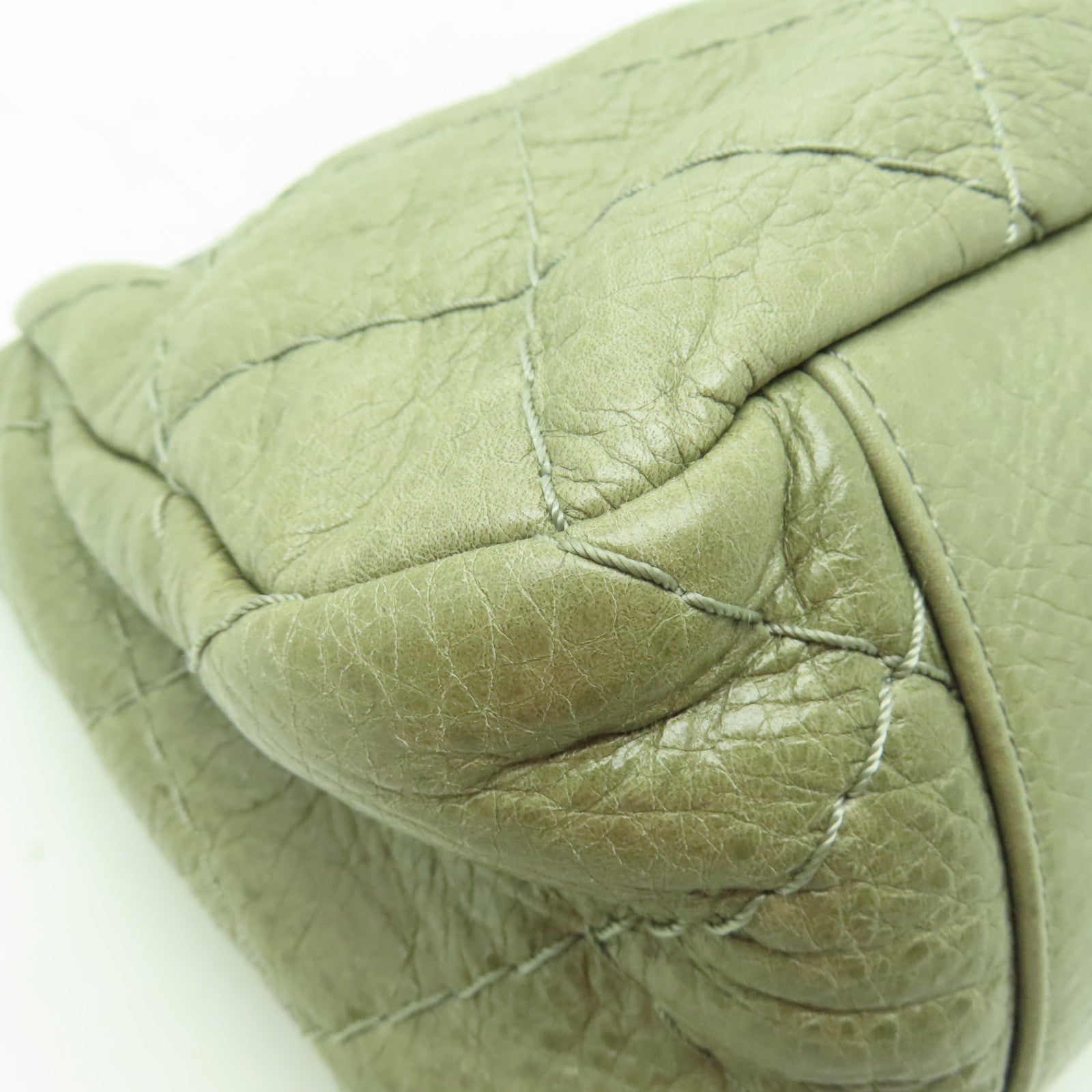 CHANEL **【激減優惠】菱格牛皮皮革Shoulder Bag銀扣肩背袋灰色