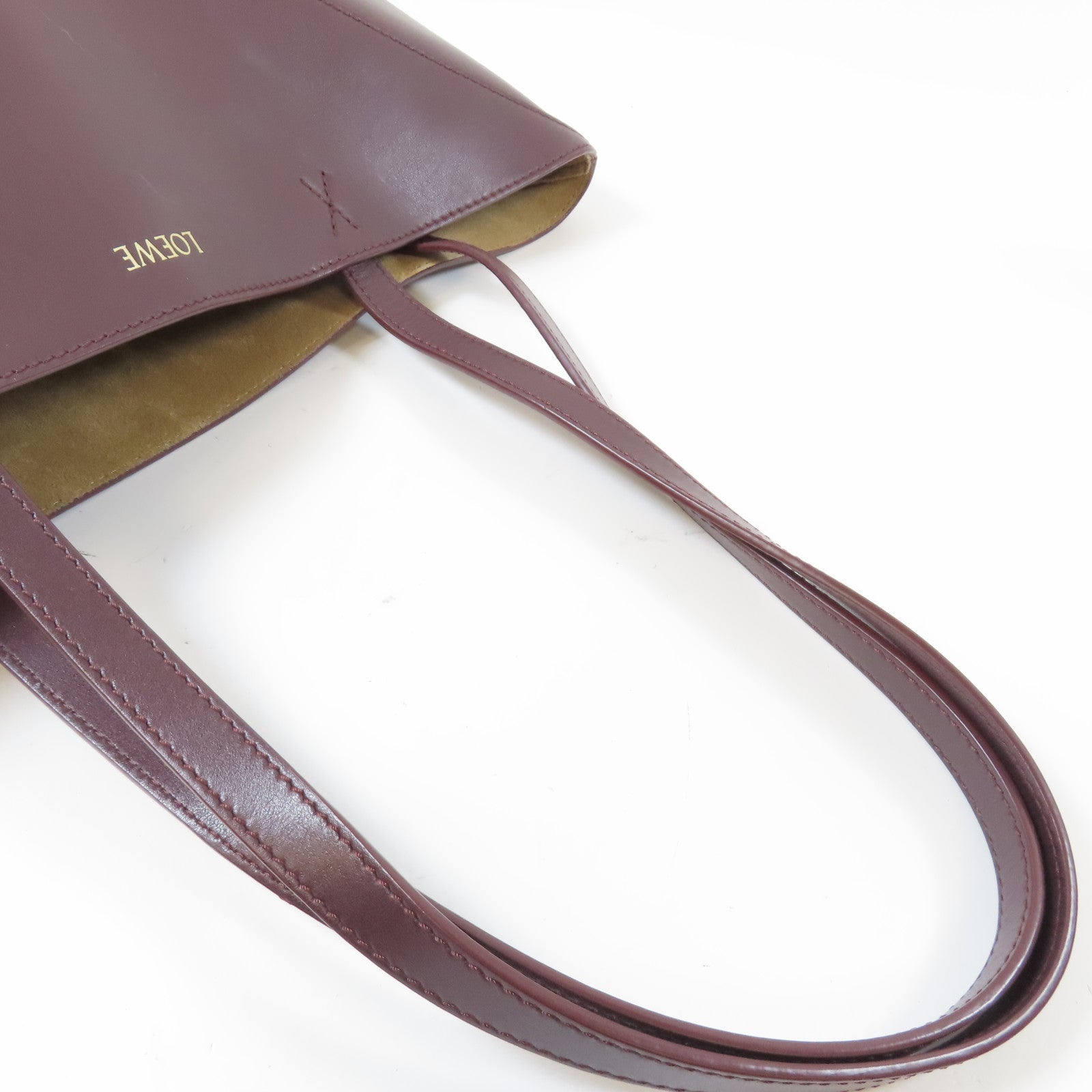 LOEWE 牛皮皮革Puzzle Fold Tote肩背袋酒紅色