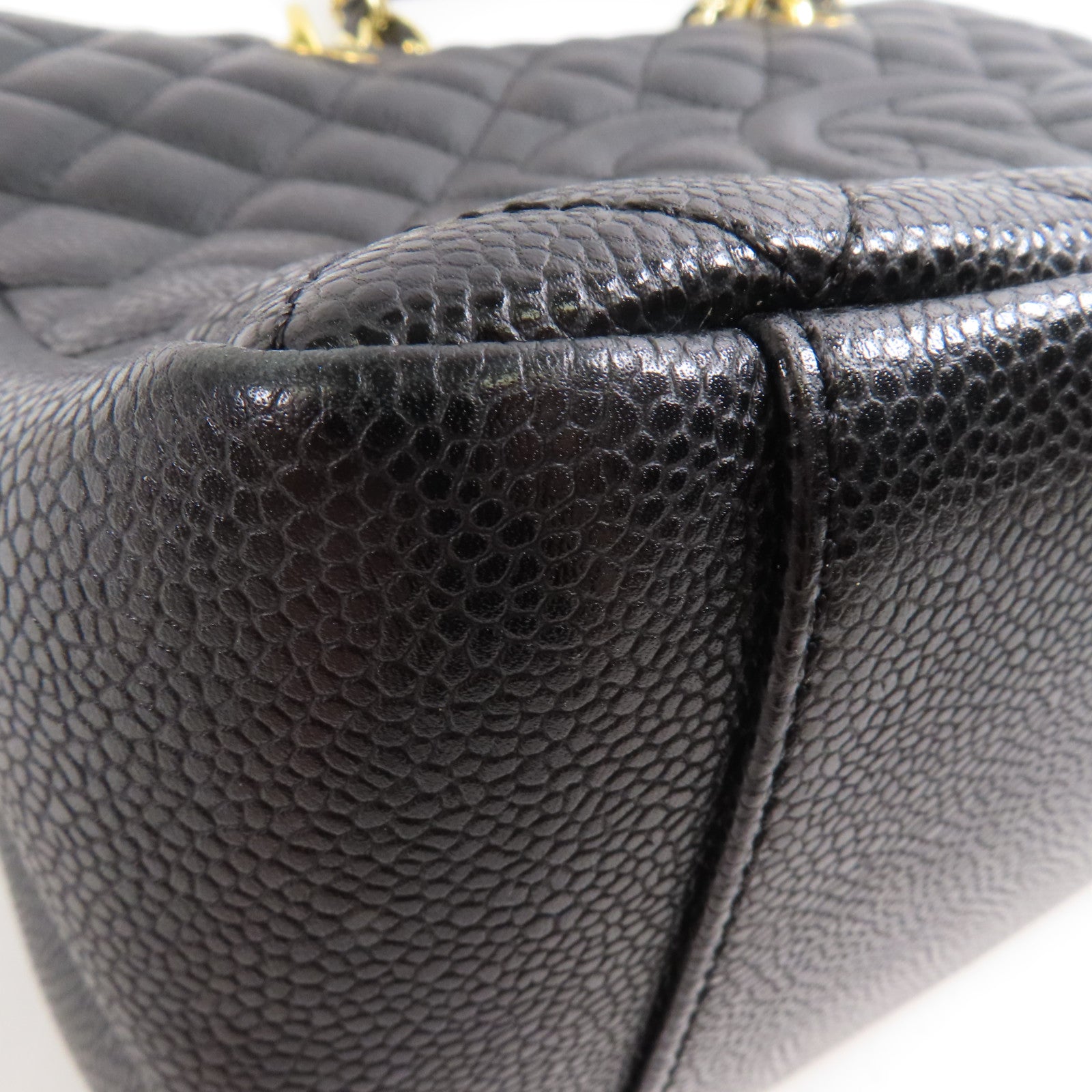 CHANEL 牛皮皮革GST Grand Shopping Tote Bag金扣鏈帶肩背袋
