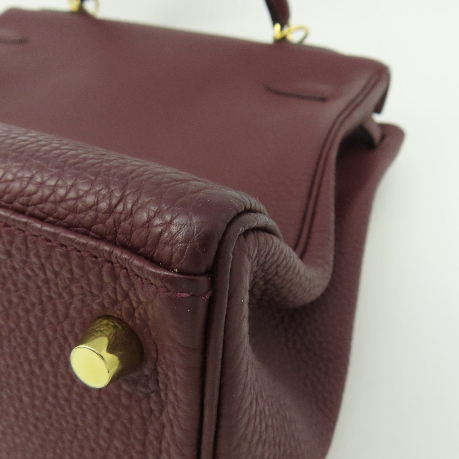 HERMES 【清倉大減價】Clemence皮革Kelly 32金扣手挽肩背兩用袋紅色