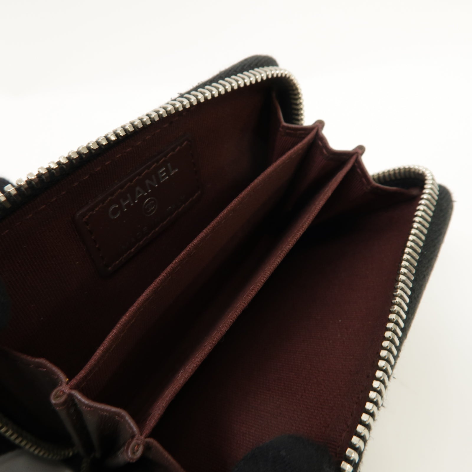 CHANEL 菱格Caviar皮革Coin Case銀扣零錢包黑色