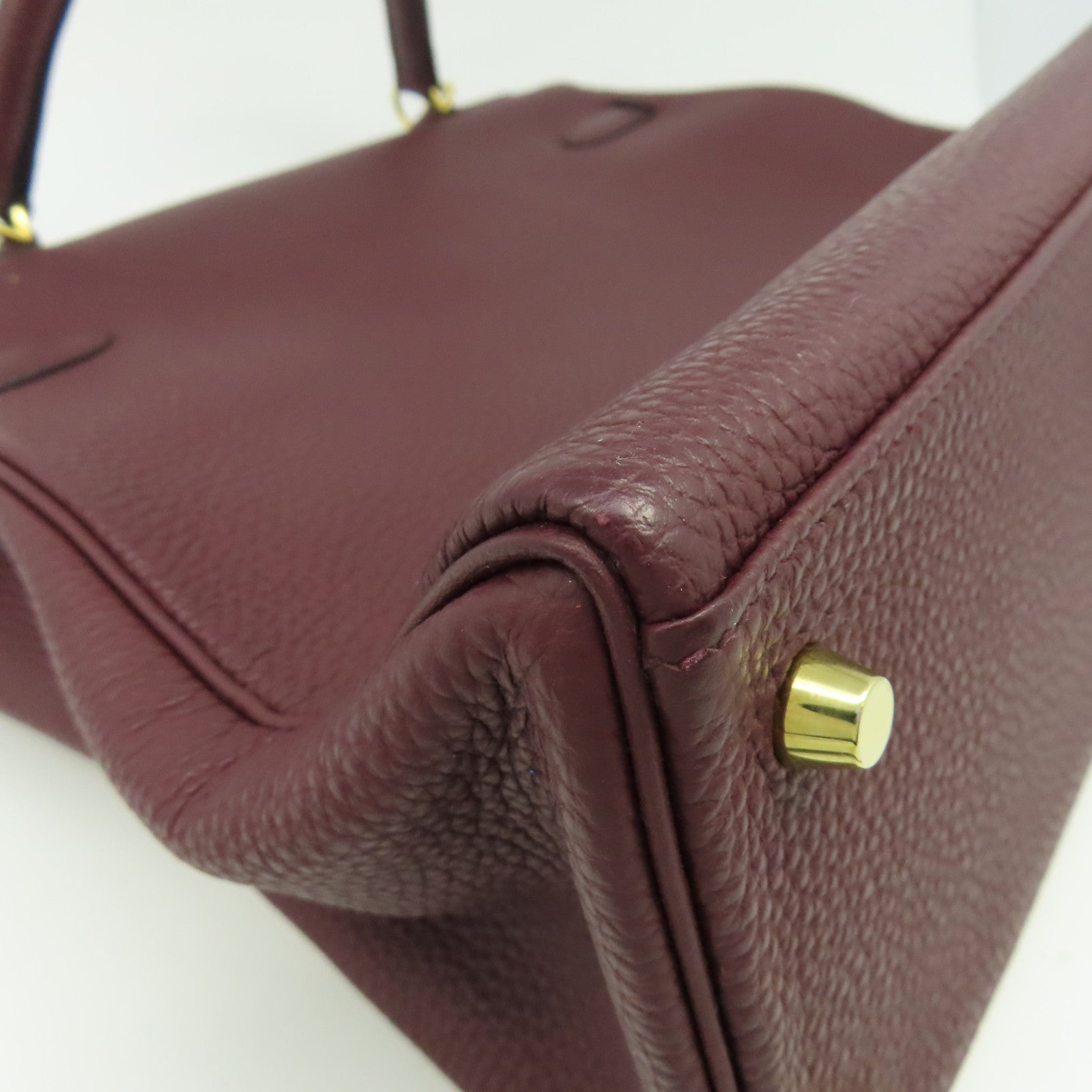 HERMES 【清倉大減價】Clemence皮革Kelly 32金扣手挽肩背兩用袋紅色
