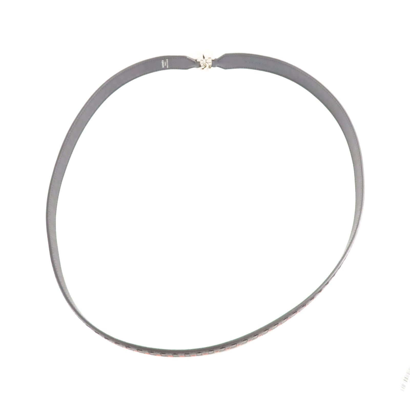 HERMES【激減優惠】 Epsom皮革Strap 105cm銀扣肩背帶Bleu Saphir