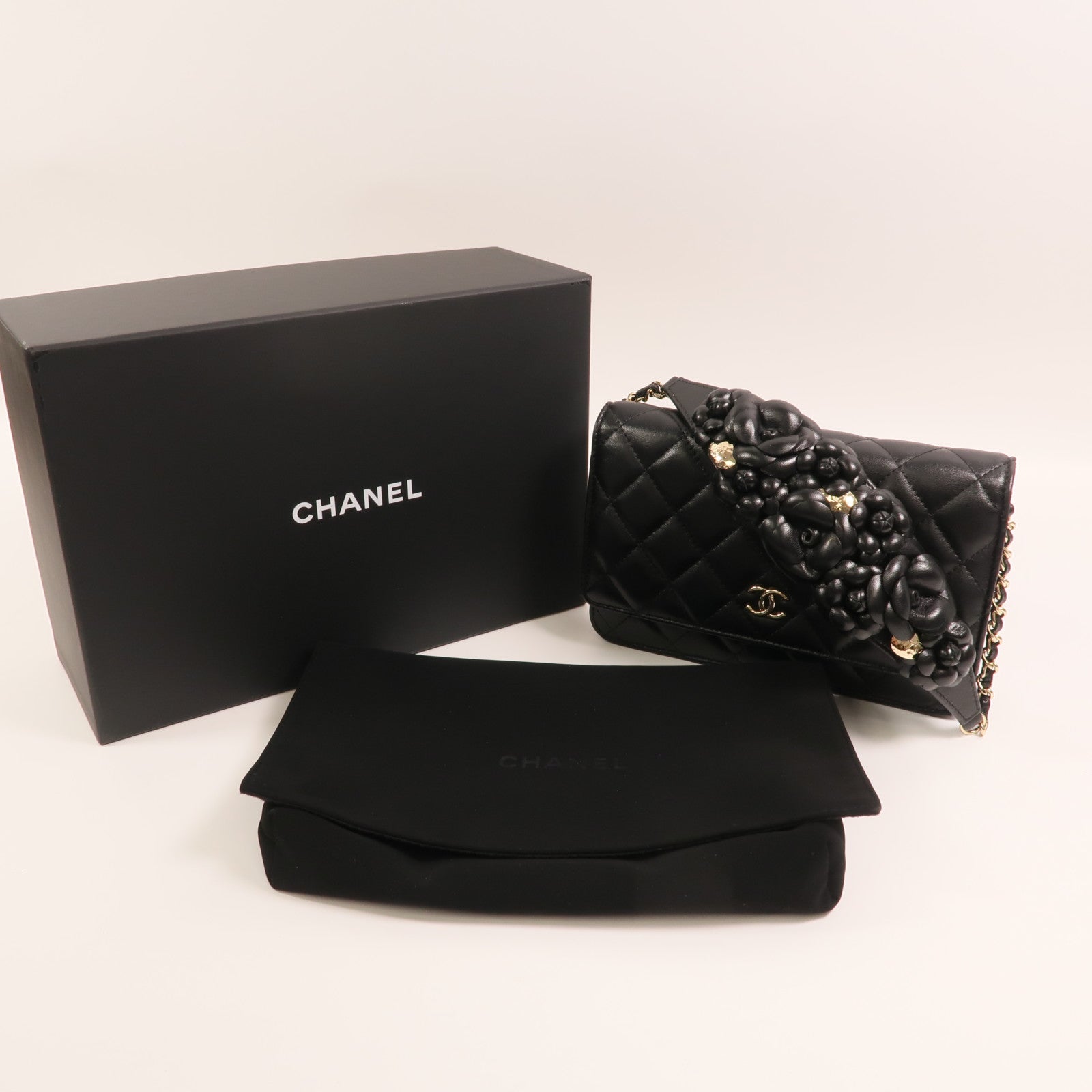 CHANEL 羊皮皮革Wallet On Chain金扣鏈帶肩背袋