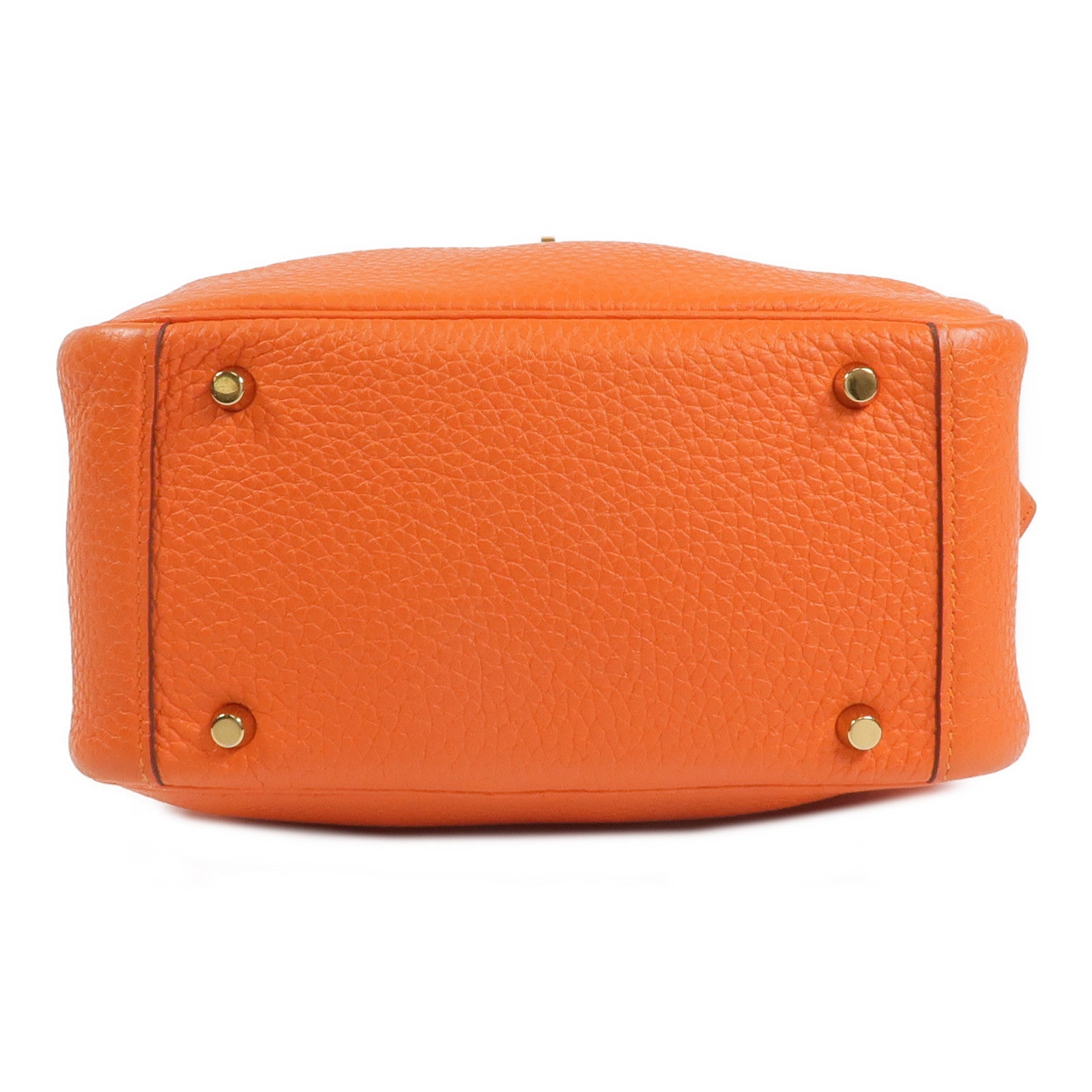 HERMES Togo皮革Mini Lindy金扣手挽肩背兩用袋Orange