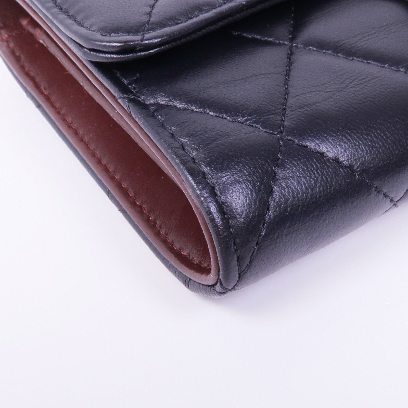 CHANEL 羊皮皮革Long Wallet銀扣長錢包